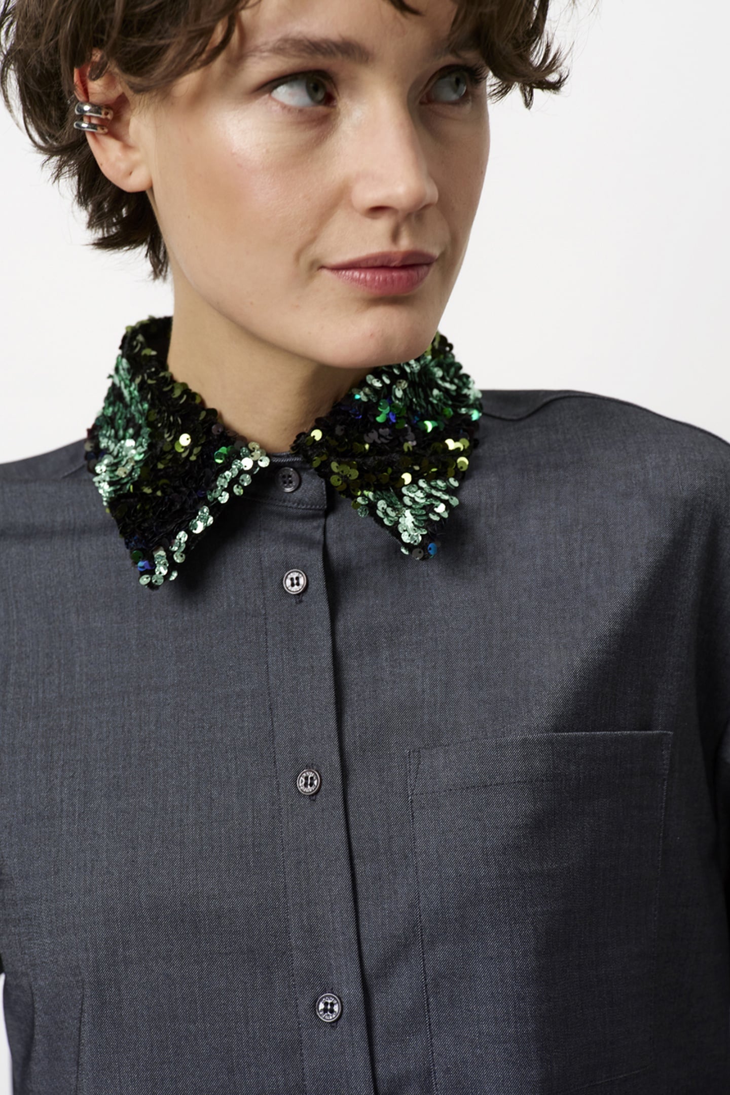 CYBELLA EMBELLISHED SHIRT GRANITE GREY MELANGE 6