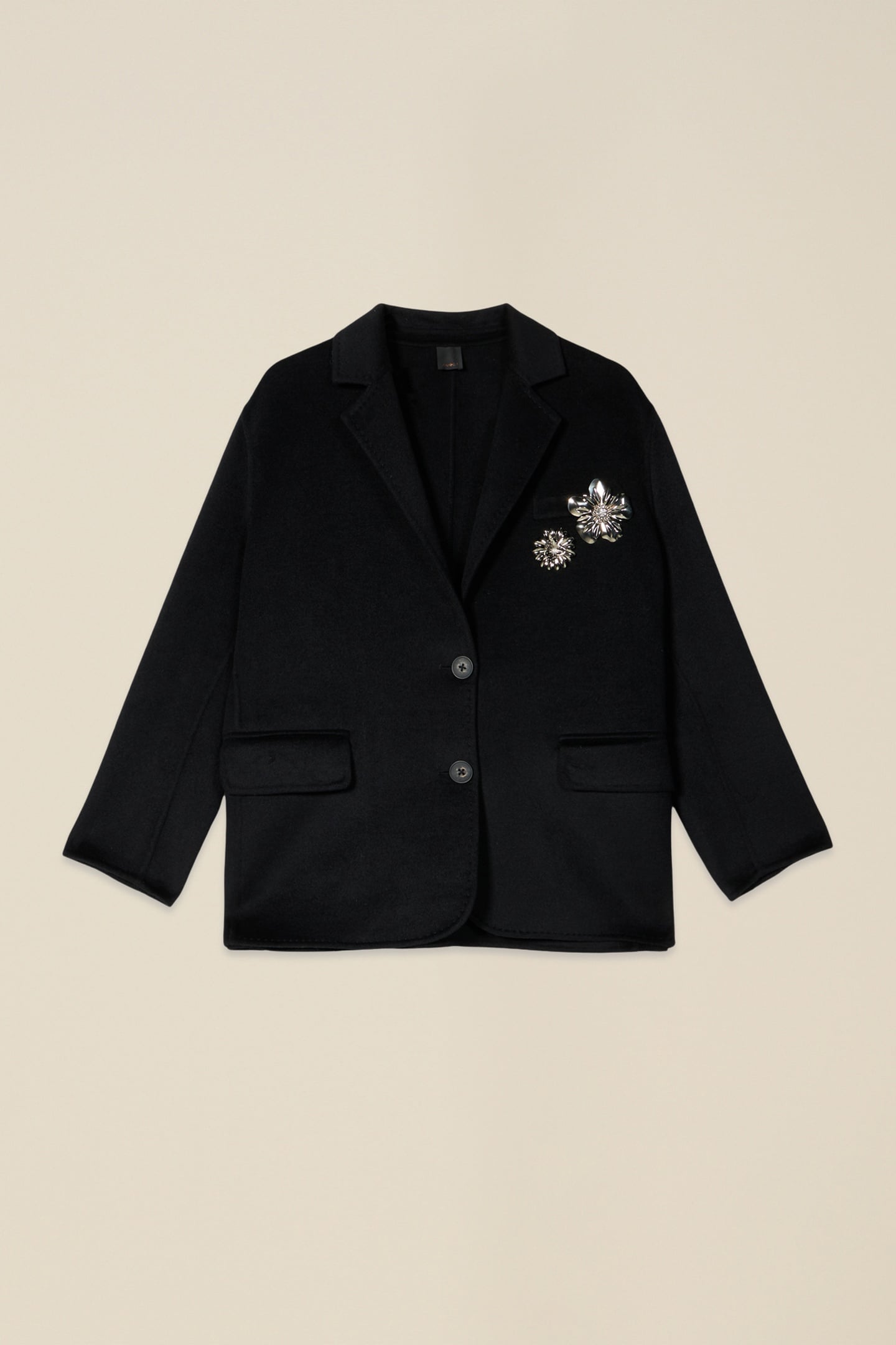 UNSTRUCTURED MIXED WOOL JACKET WITH PINS BLACK 3