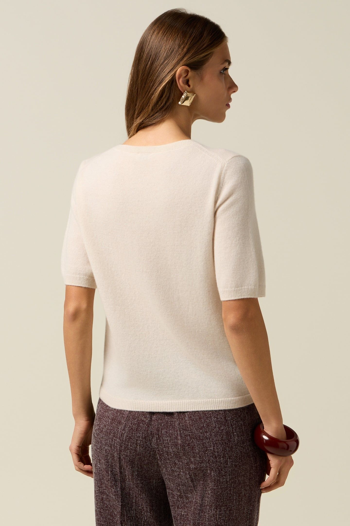 PURE CASHMERE CREW NECK SWEATER WHITE 2