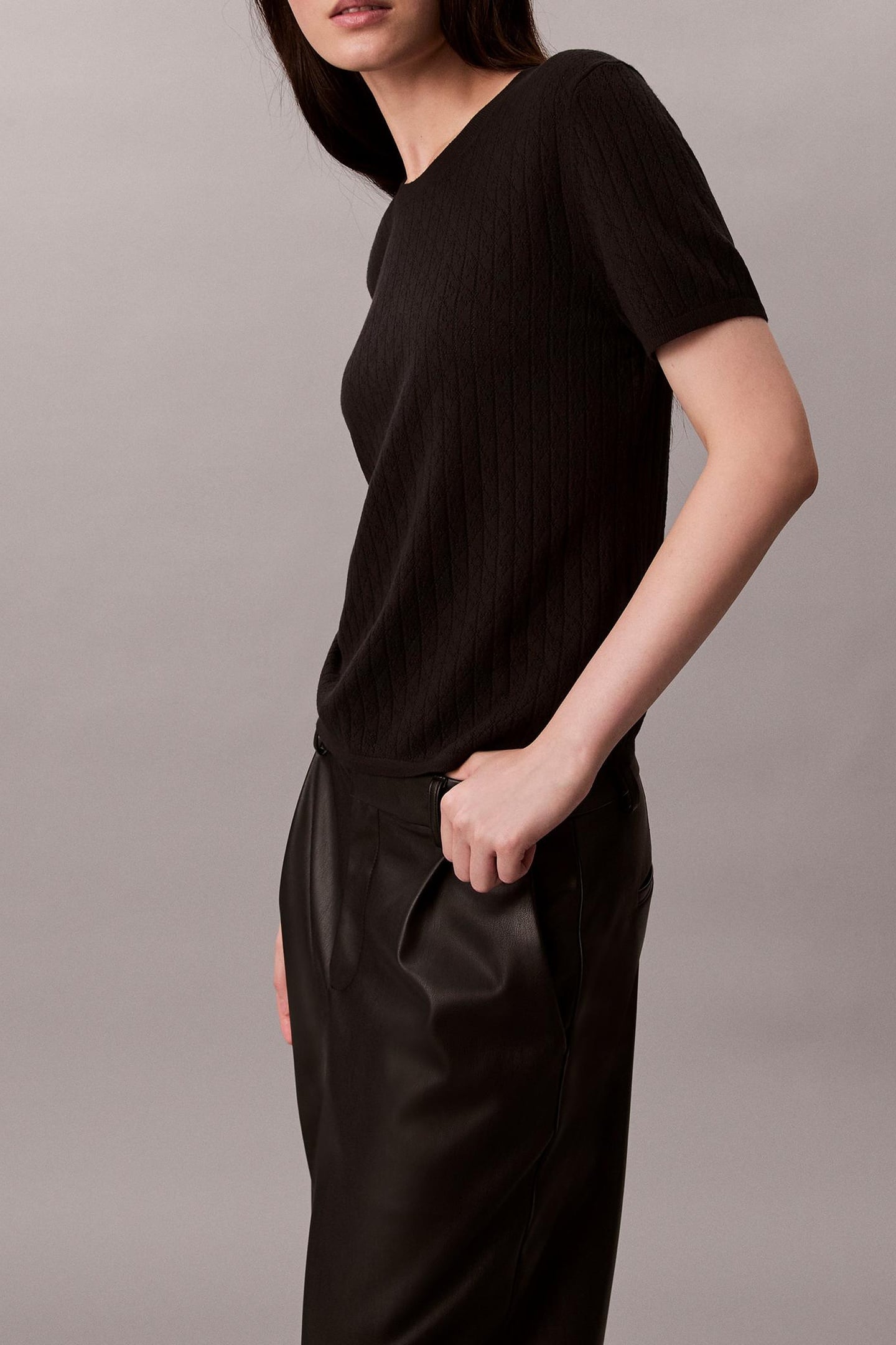 CAP SLEEVE POINTELLE BLACK 5