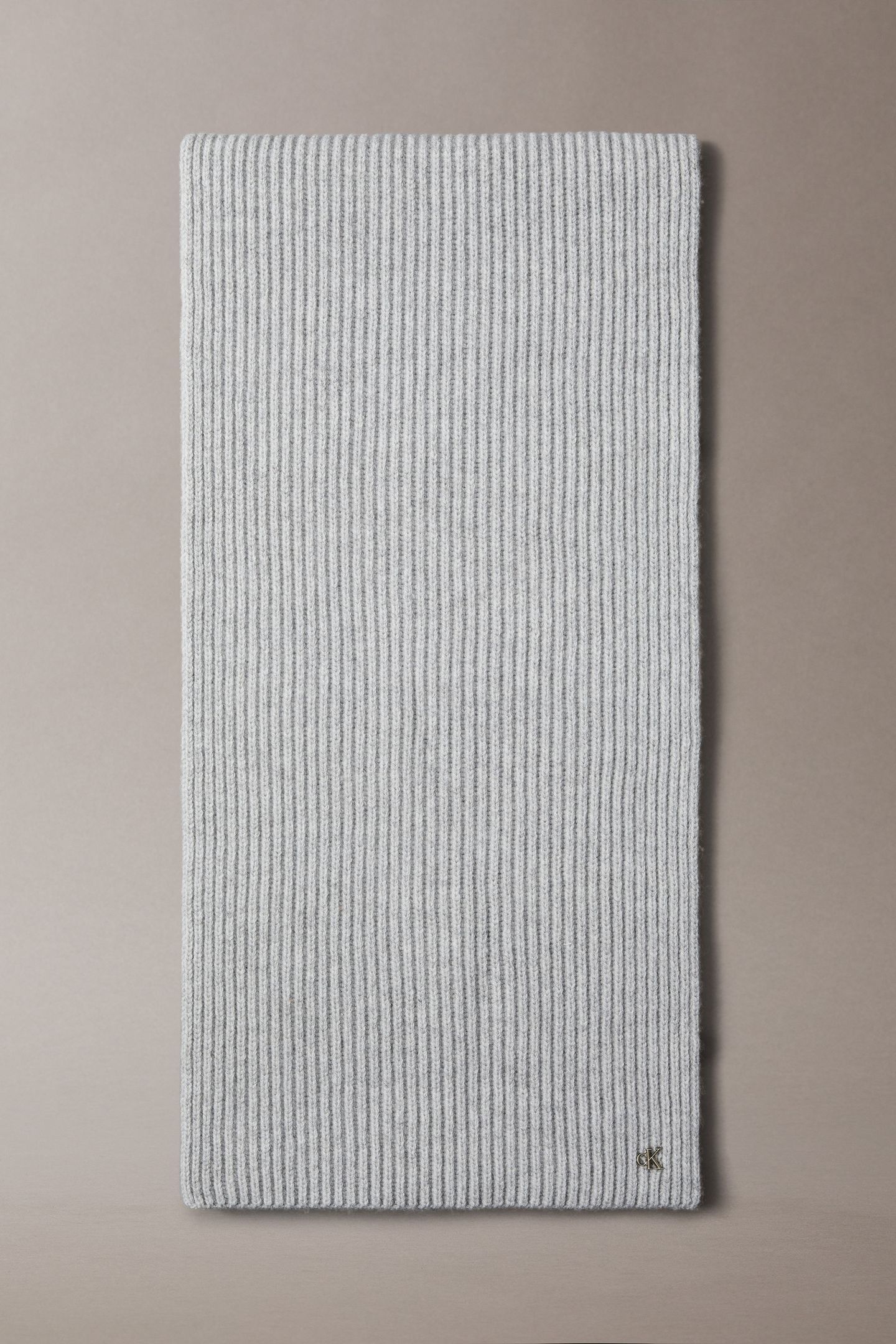 CK METAL WOOL RIB SCARF LIGHT GREY HEATHER 2