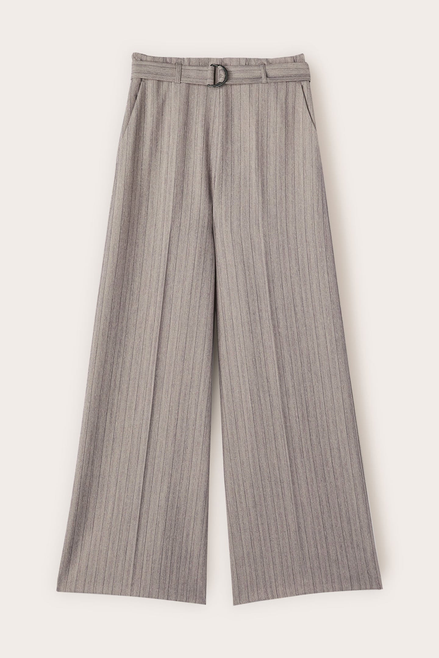 PINSTRIPED PALAZZO PANTS WITH BELT GREY 4