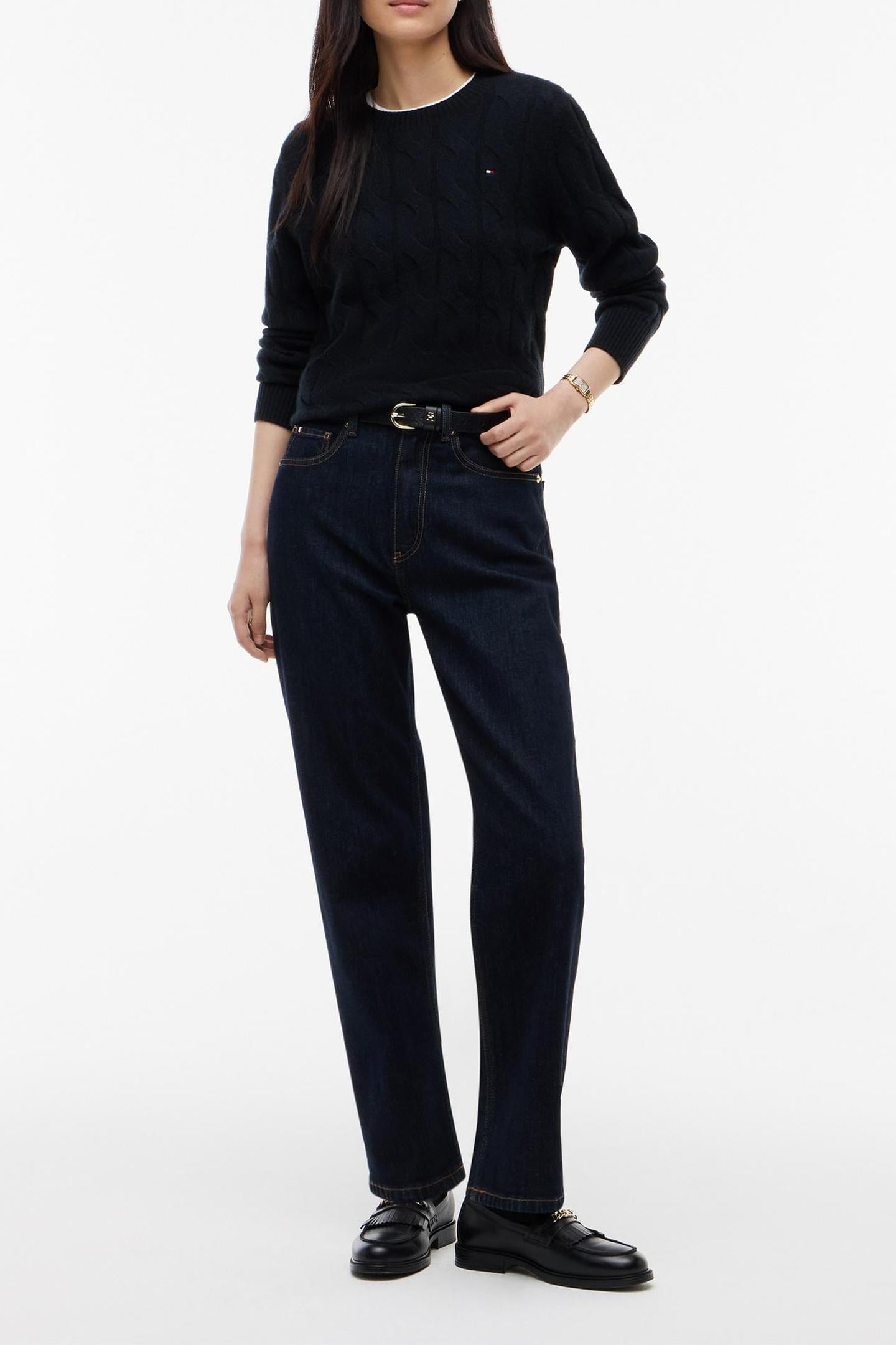 SOFT WOOL CABLE C-NECK BLACK 2