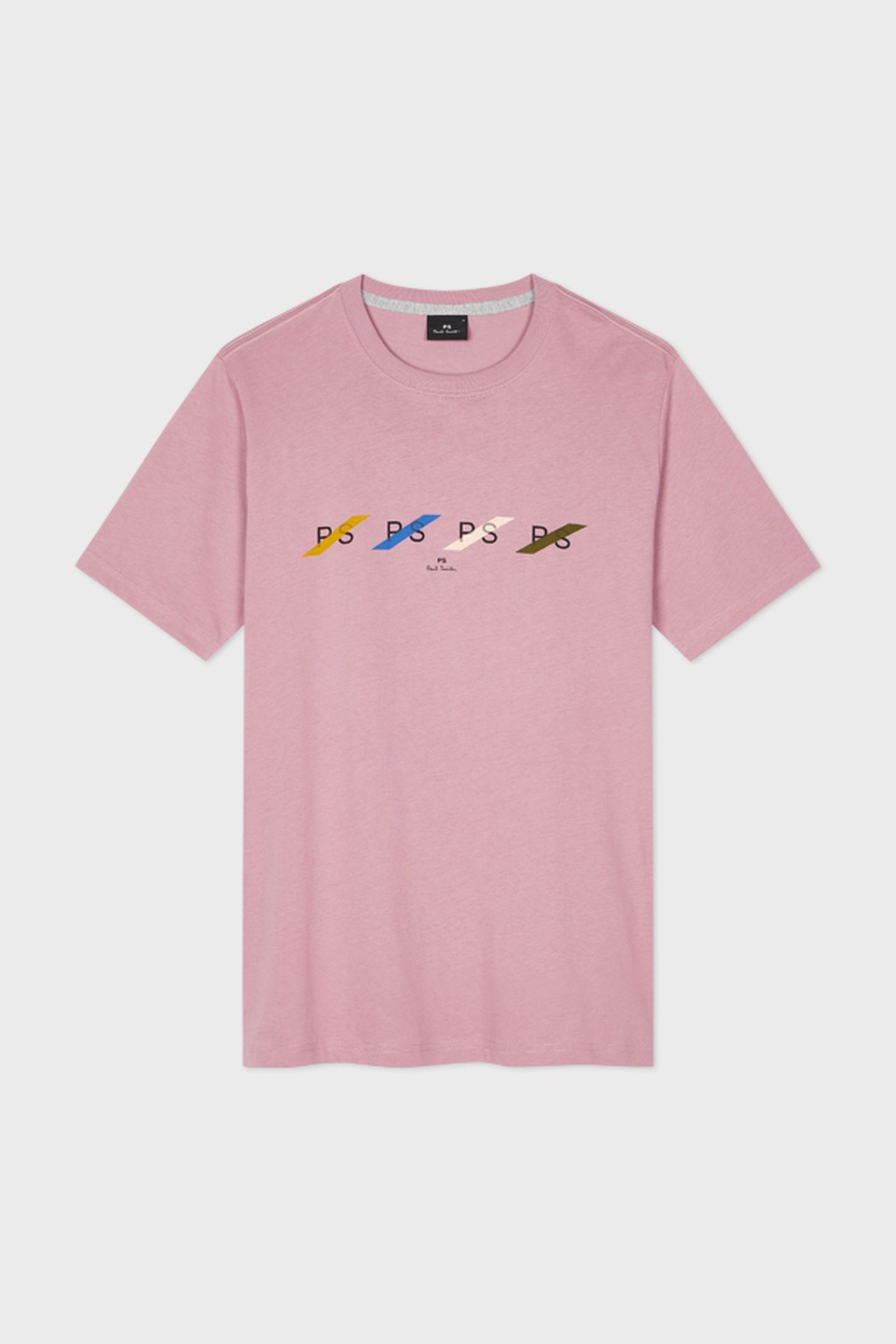 MENS REG FIT T SHIRT PS ROW MULTI MAUVE 2