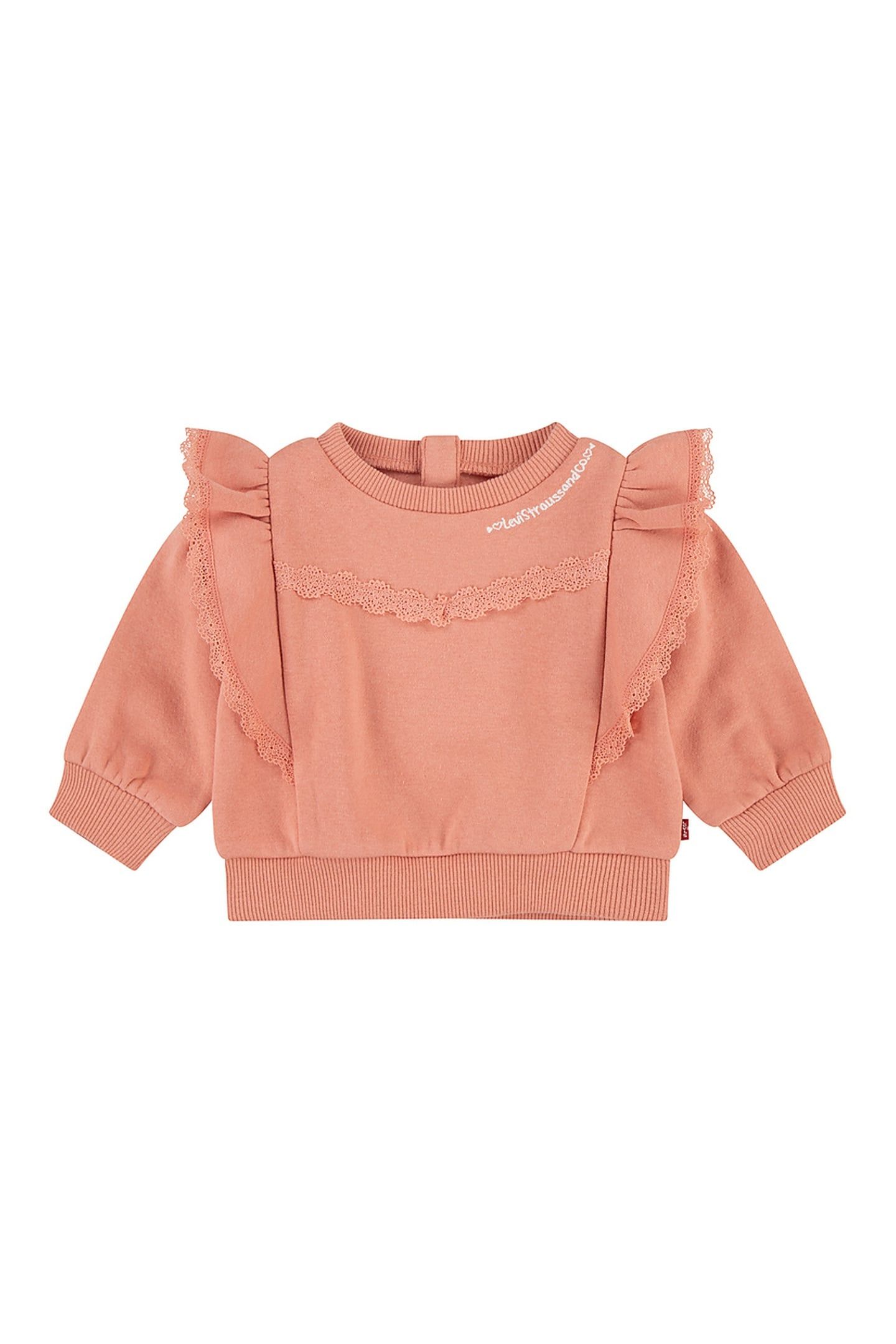 GIRLS CREW WITH RUFFLE TERRA COTTA 1
