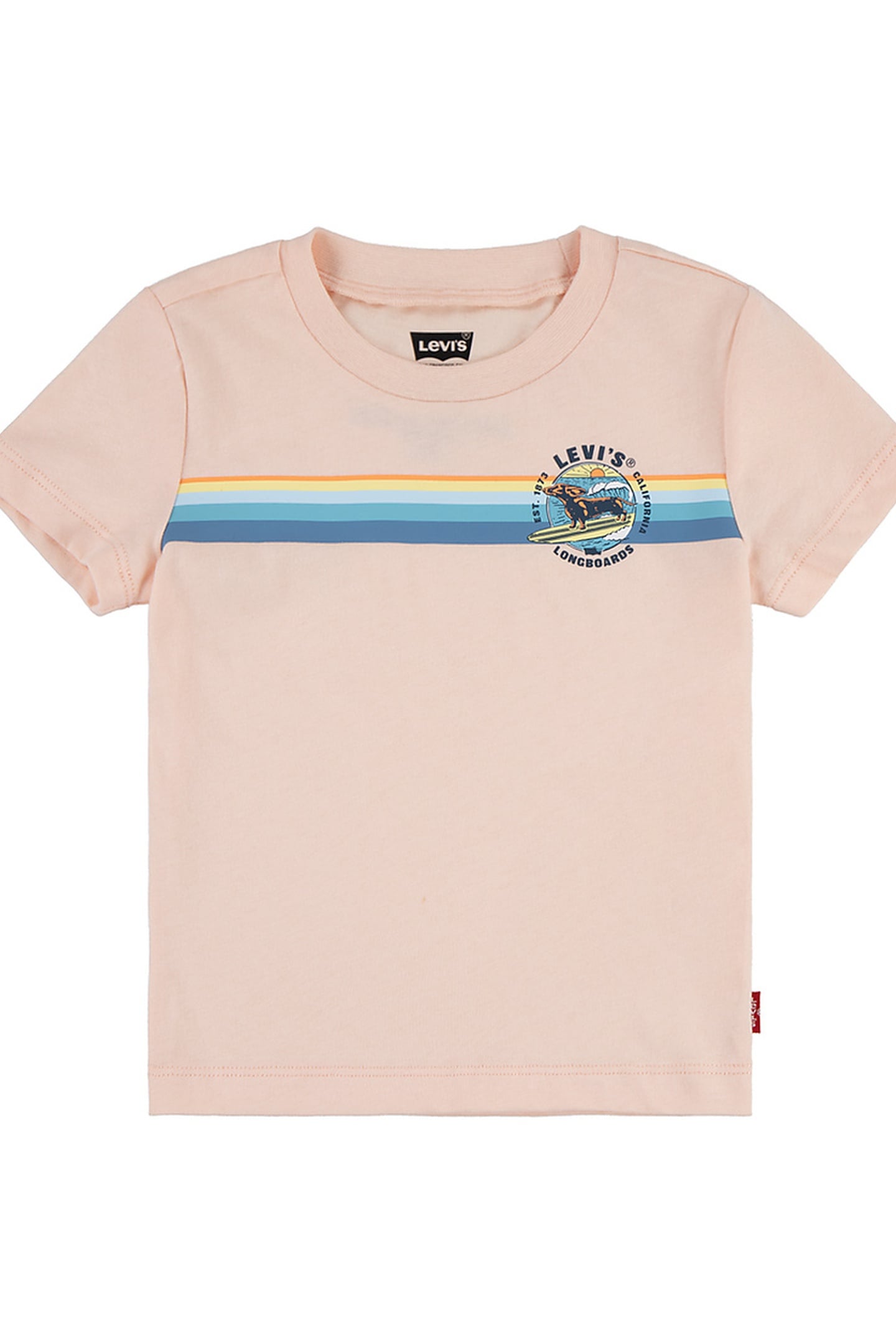 BOYS RETRO STRIPE SURF TEE PALE PEACH 1