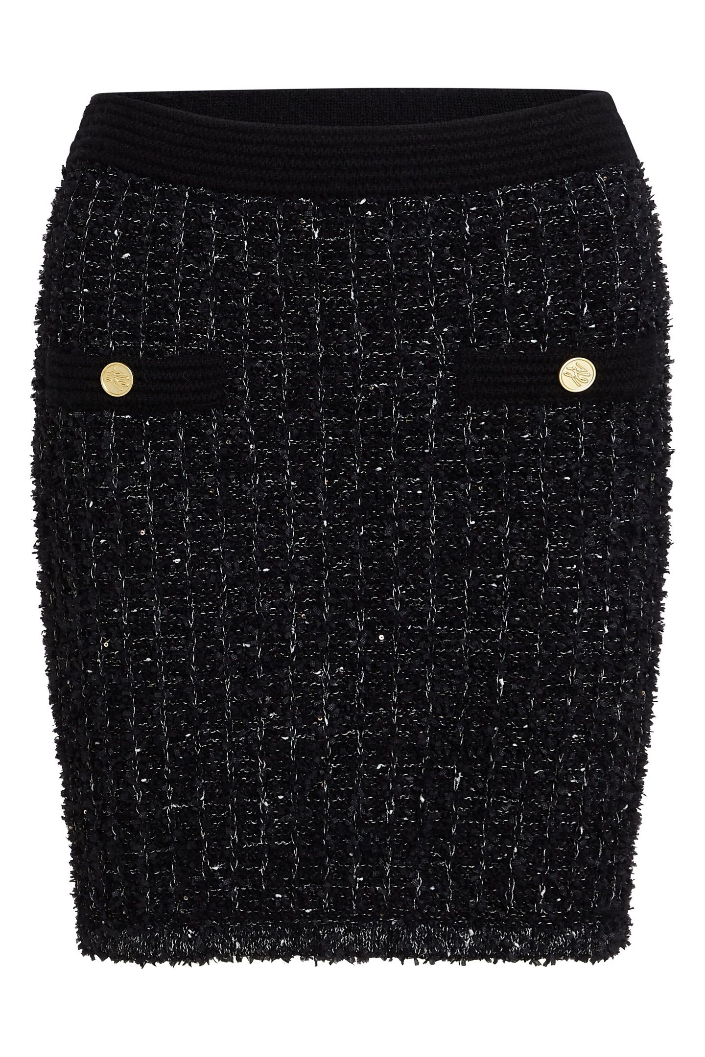 BOUCLE KNIT SKIRT BLACK 4