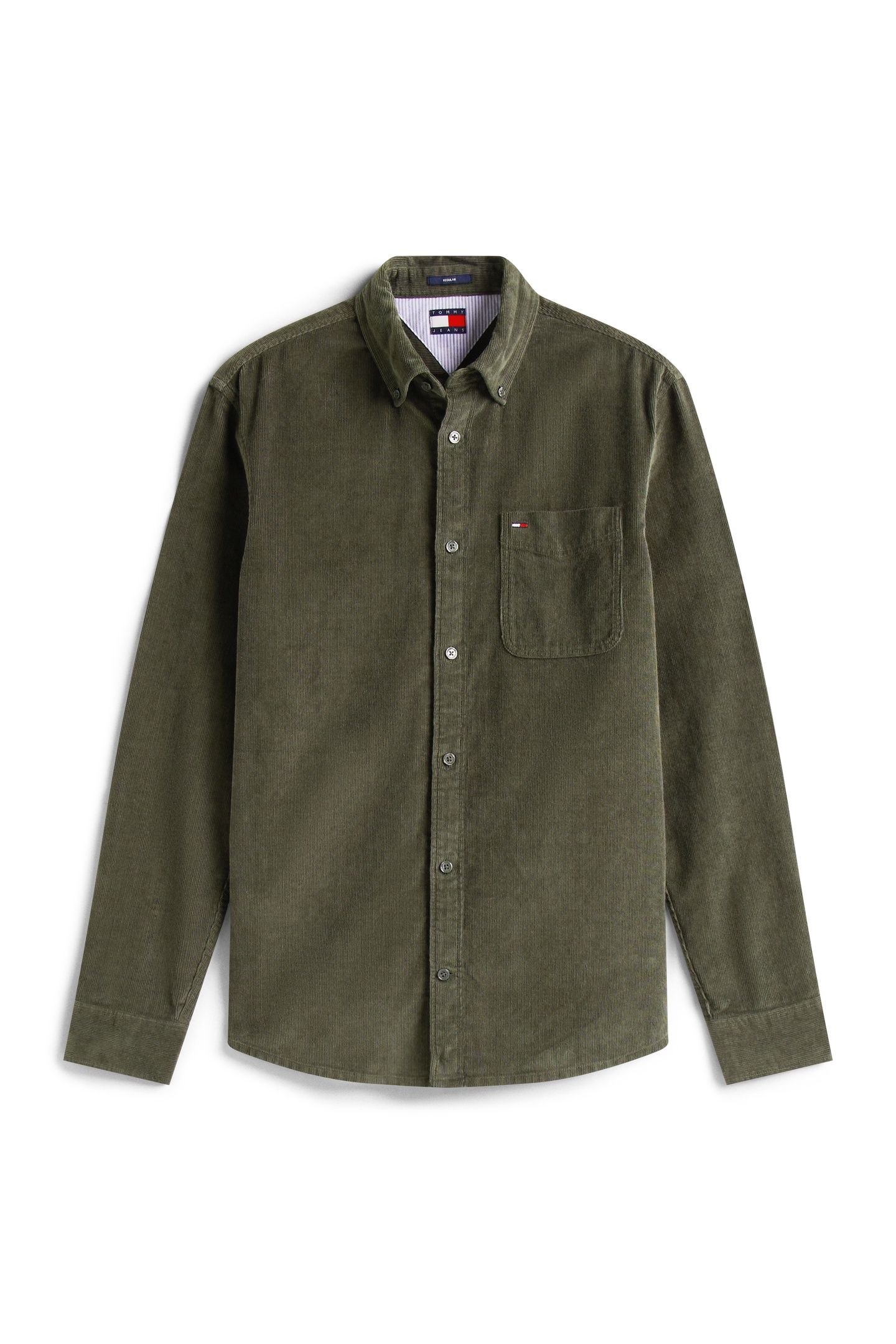 TJM REG BABY CORD SHIRT PEWTER GREEN 4
