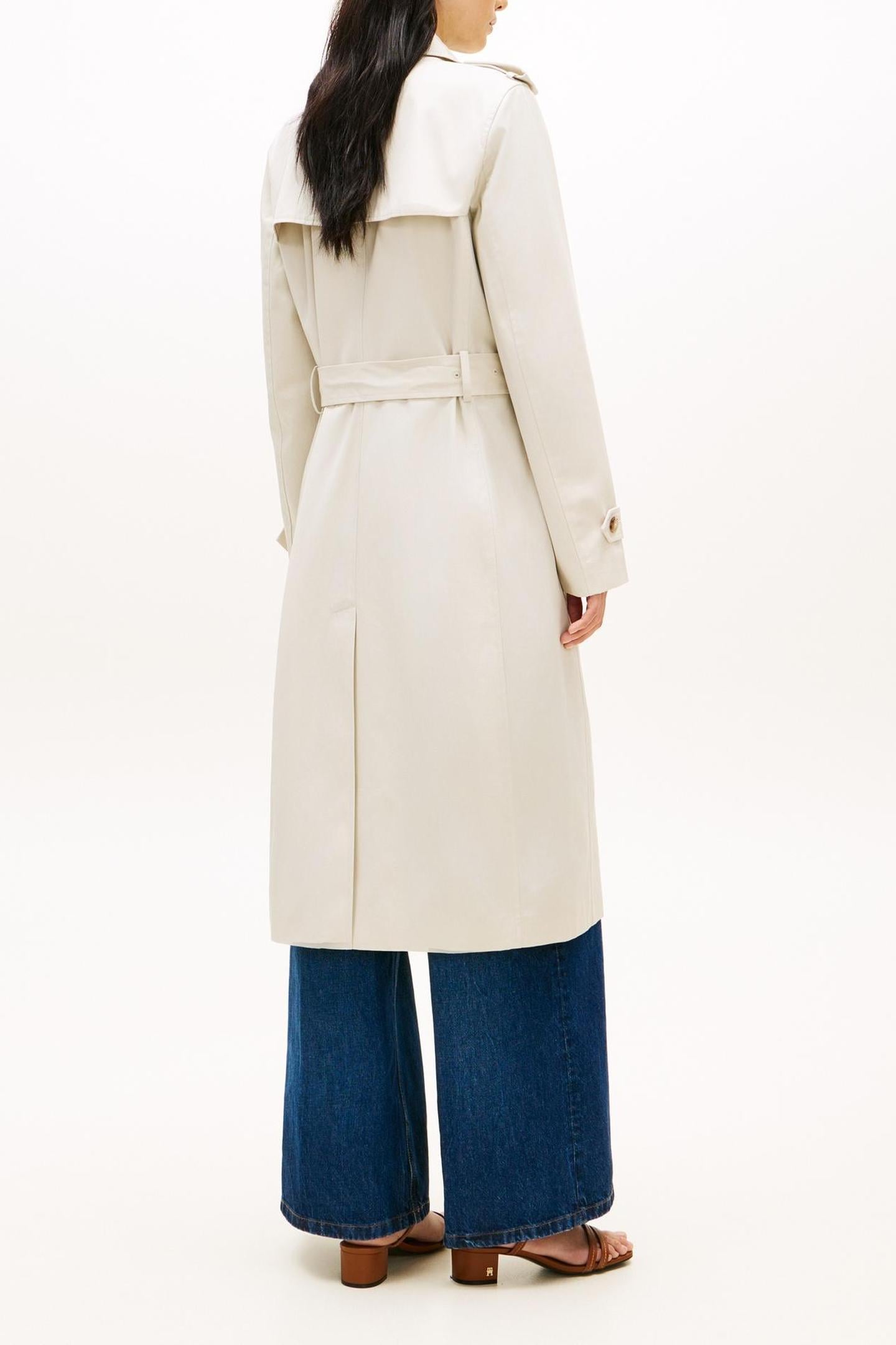 SLIM COTTON MIDI TRENCH LIGHT SILT 2