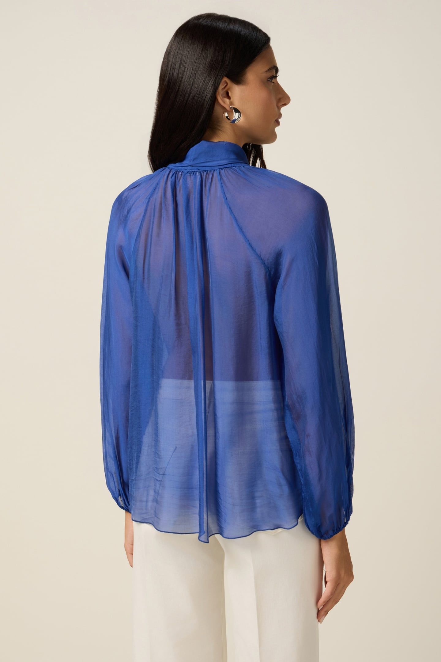 SILK BLEND VOILE BLOUSE BLUE 2