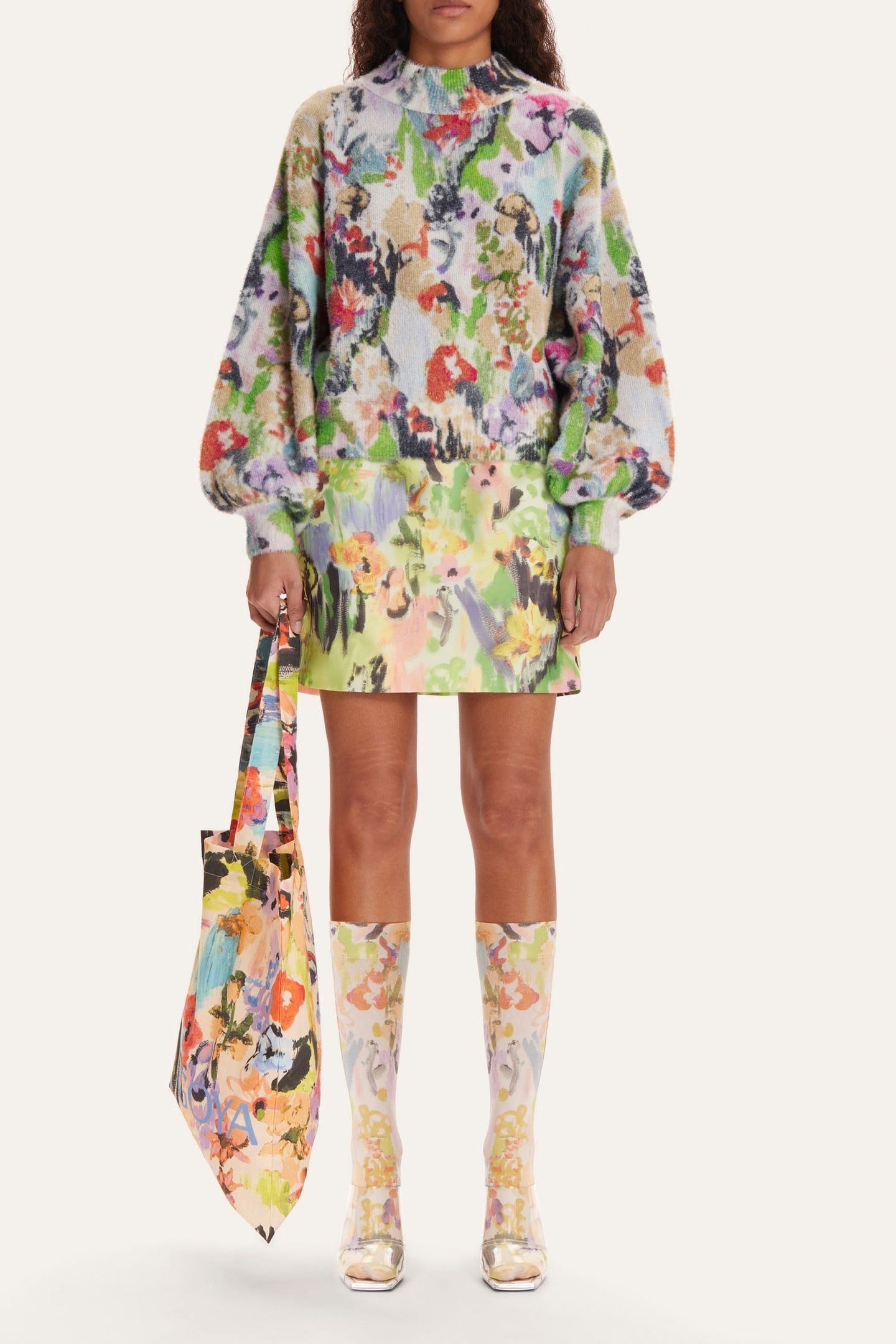 ADONIS FLUFFY PRINTED KNIT ABSTRACT FLORAL 1