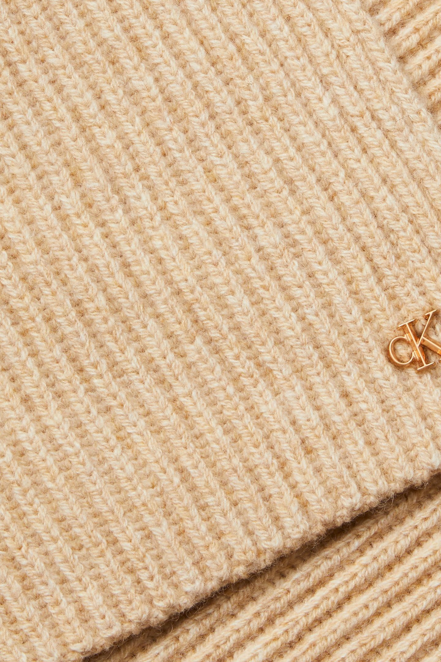 CK METAL WOOL RIB SCARF BEIGE HEATHER 3