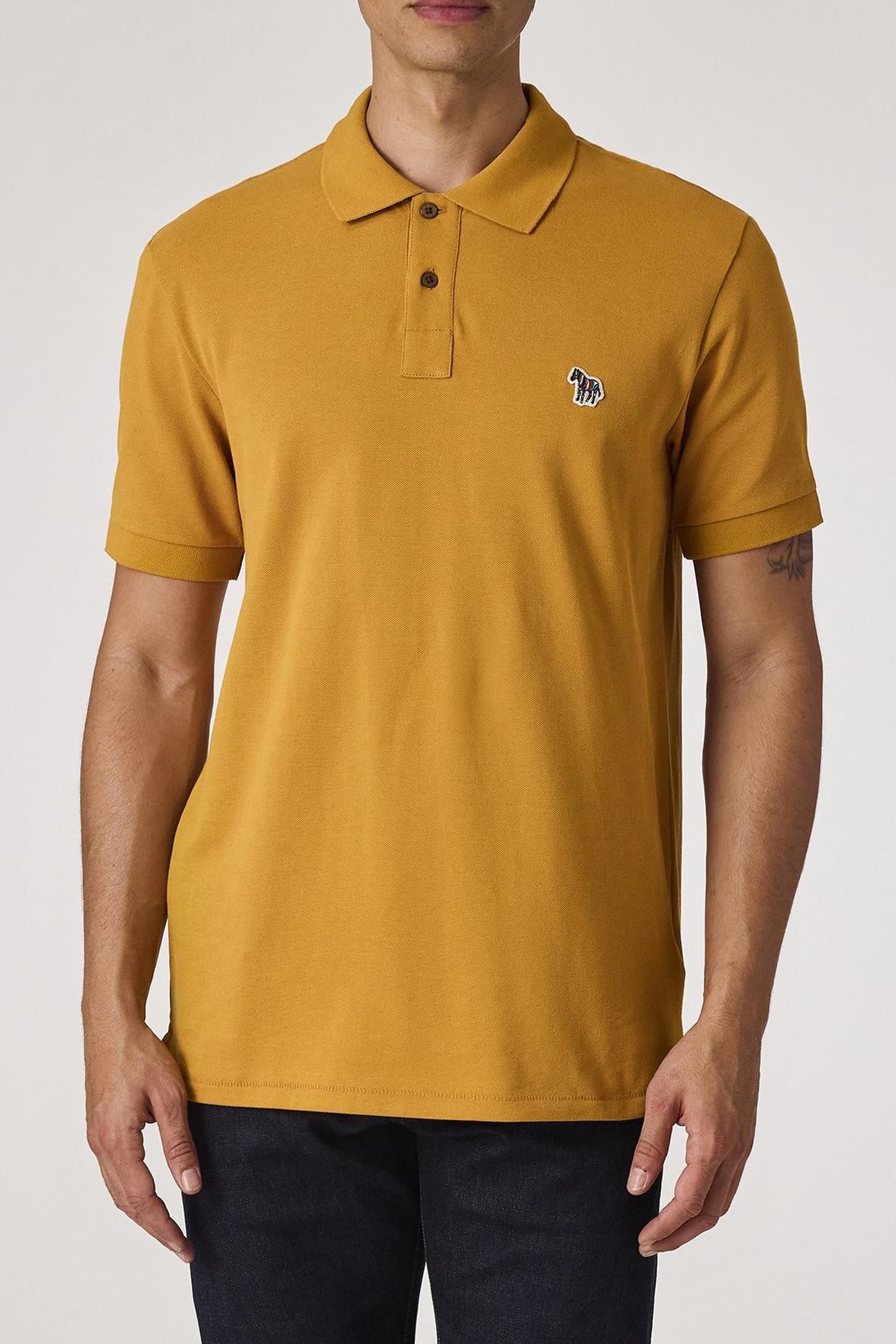 MENS REG FIT SS POLO SHIRT ZEBRA OCHRE 1