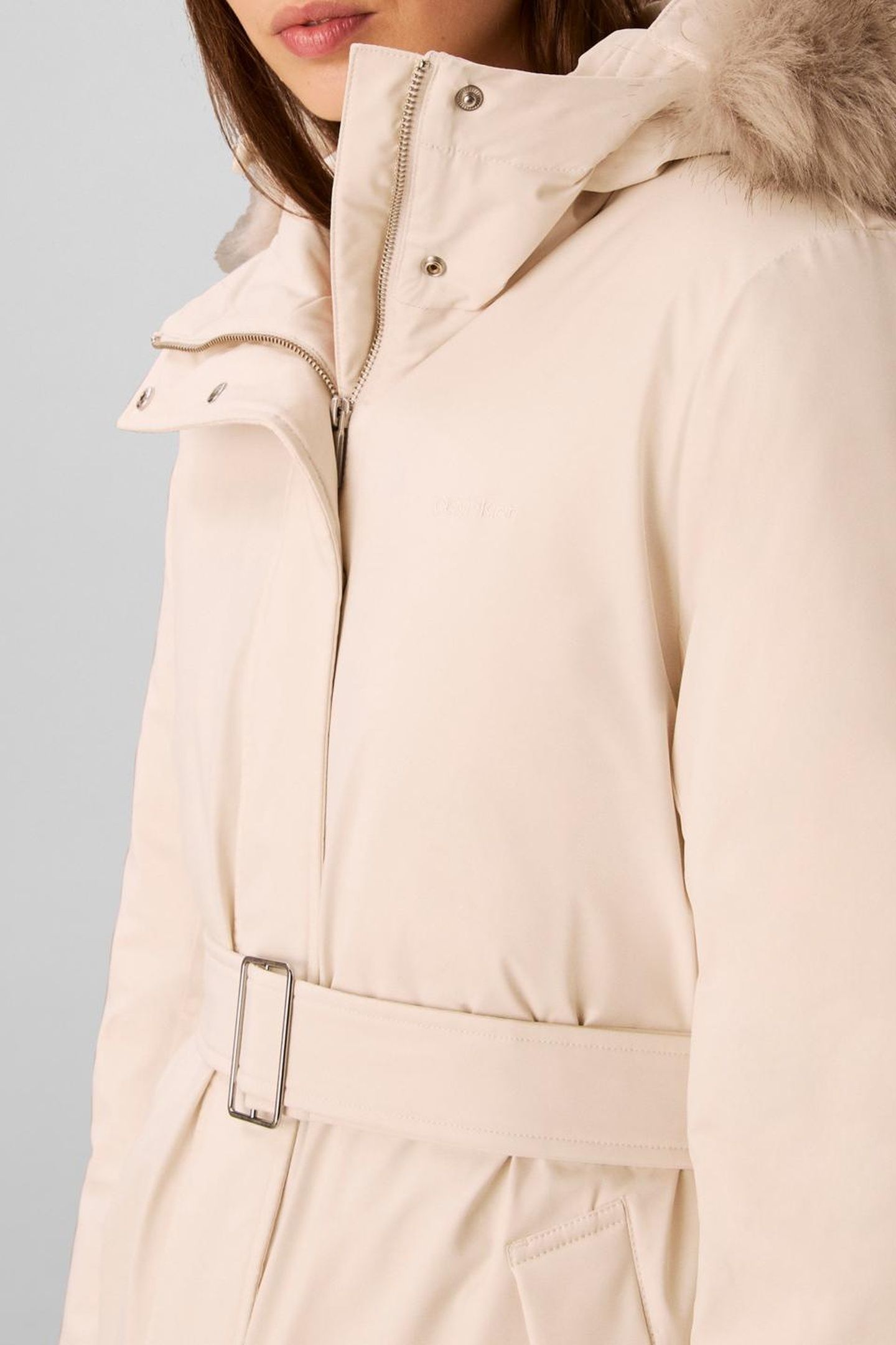 BELTED MATTE QUILTED COAT CHALK 6