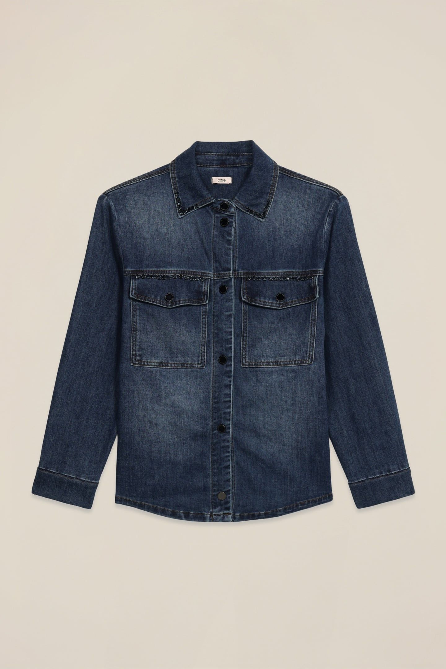 DENIM SHIRT JACKET WITH CRYSTALS BLUE 4