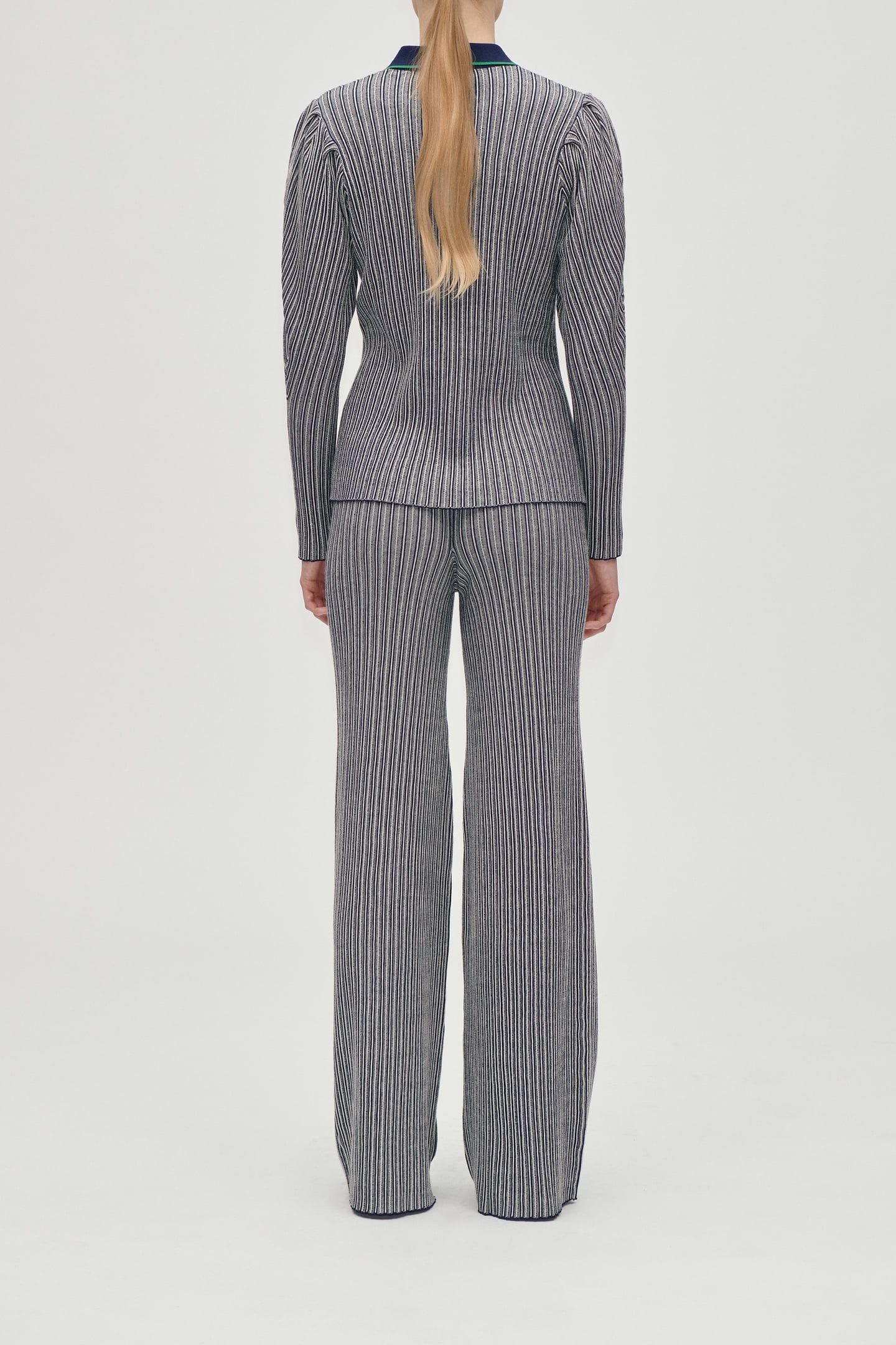 LONG FLARE KNIT PANTS SOFT STRIPED RIB 2