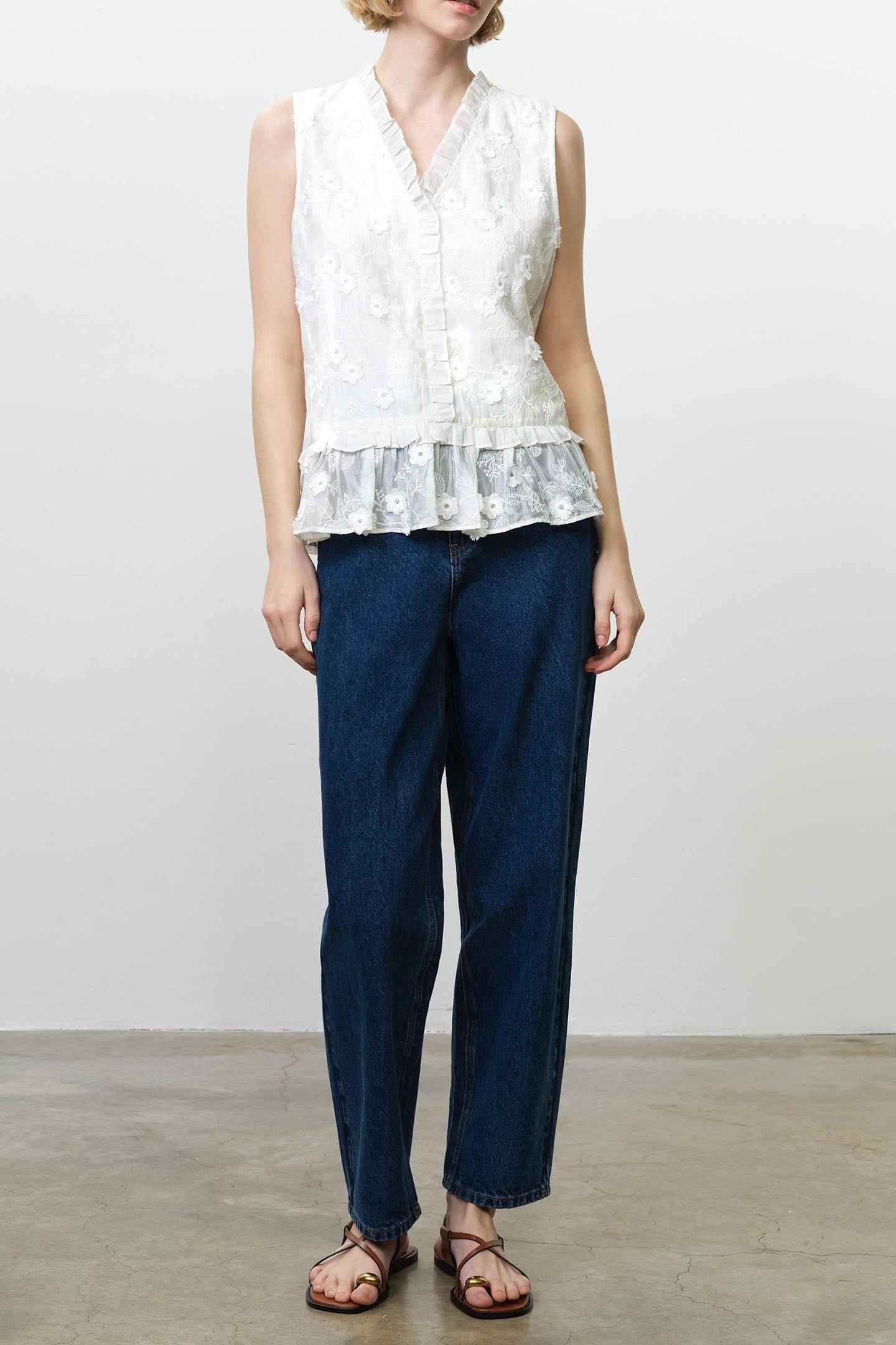 VANI COTTON PEPLUM TOP LINEN WHITE 4