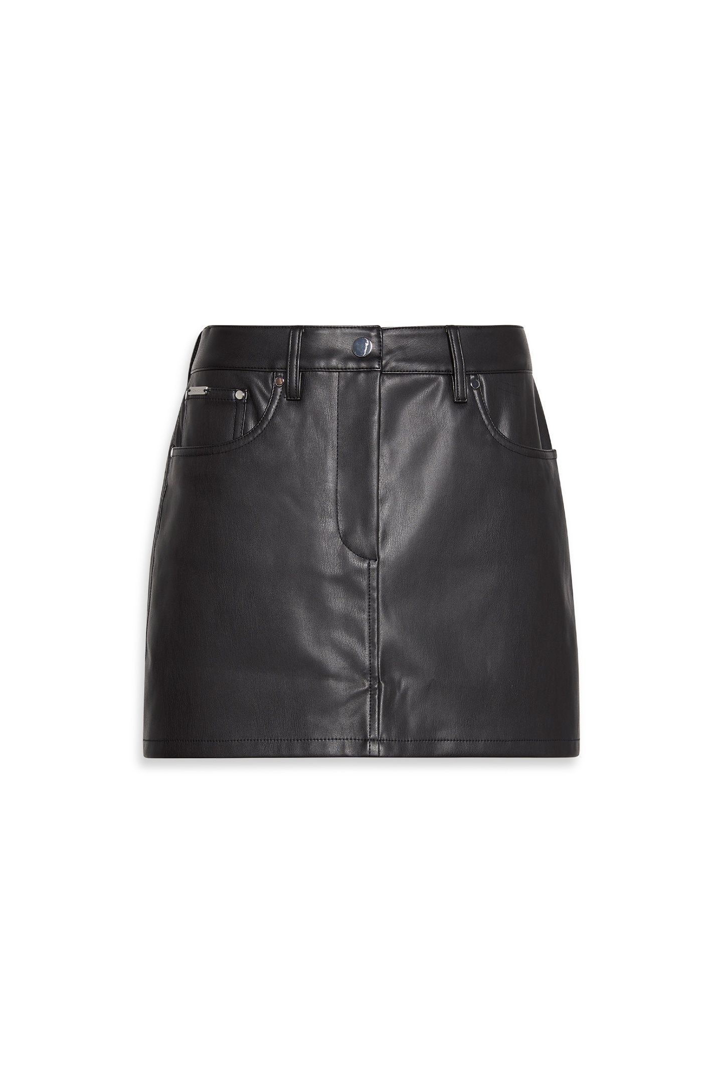 FAUX LEATHER 5PKT MINI SKIRT BLACK 4