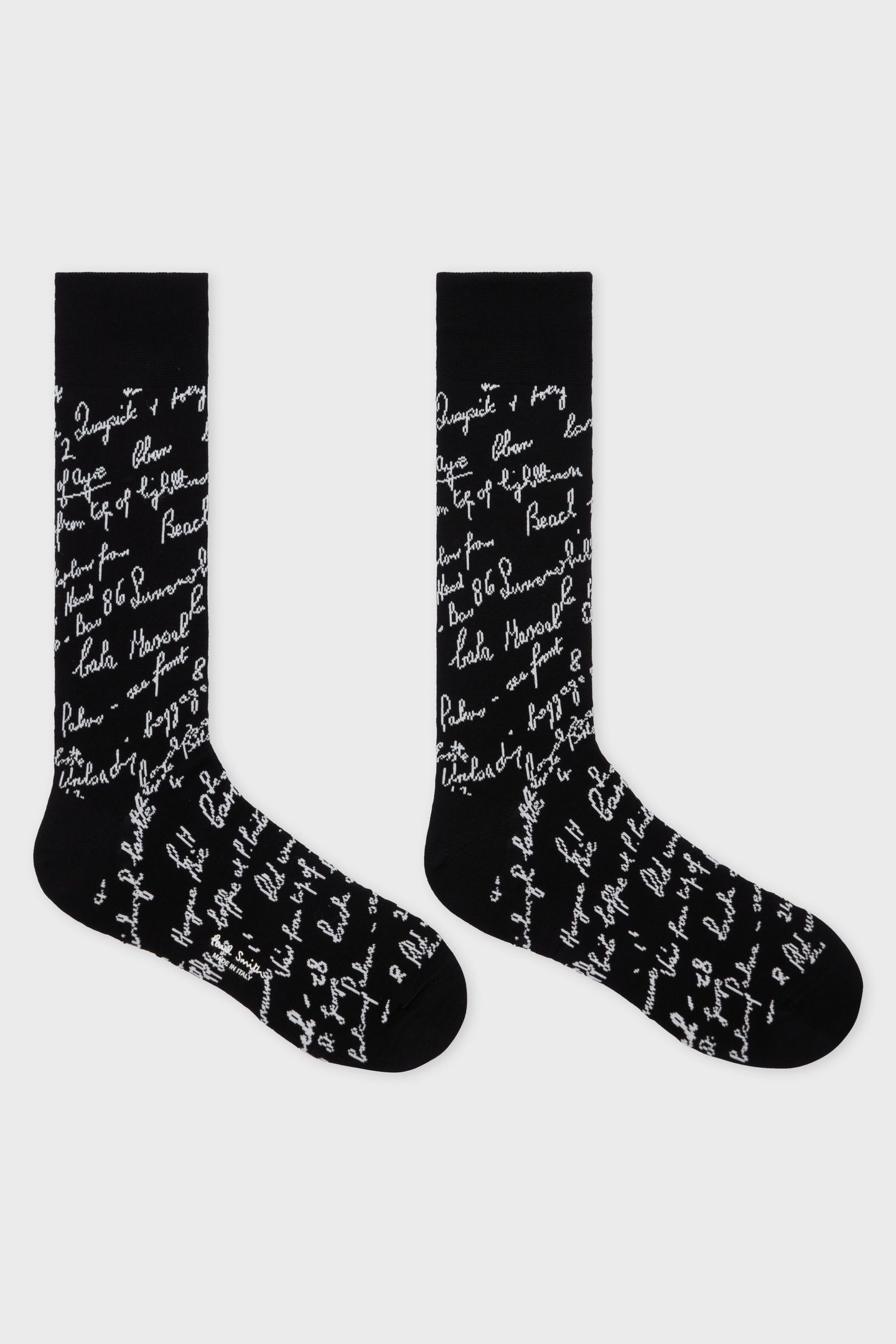 MEN SOCK HANDWRITING BLACK 2