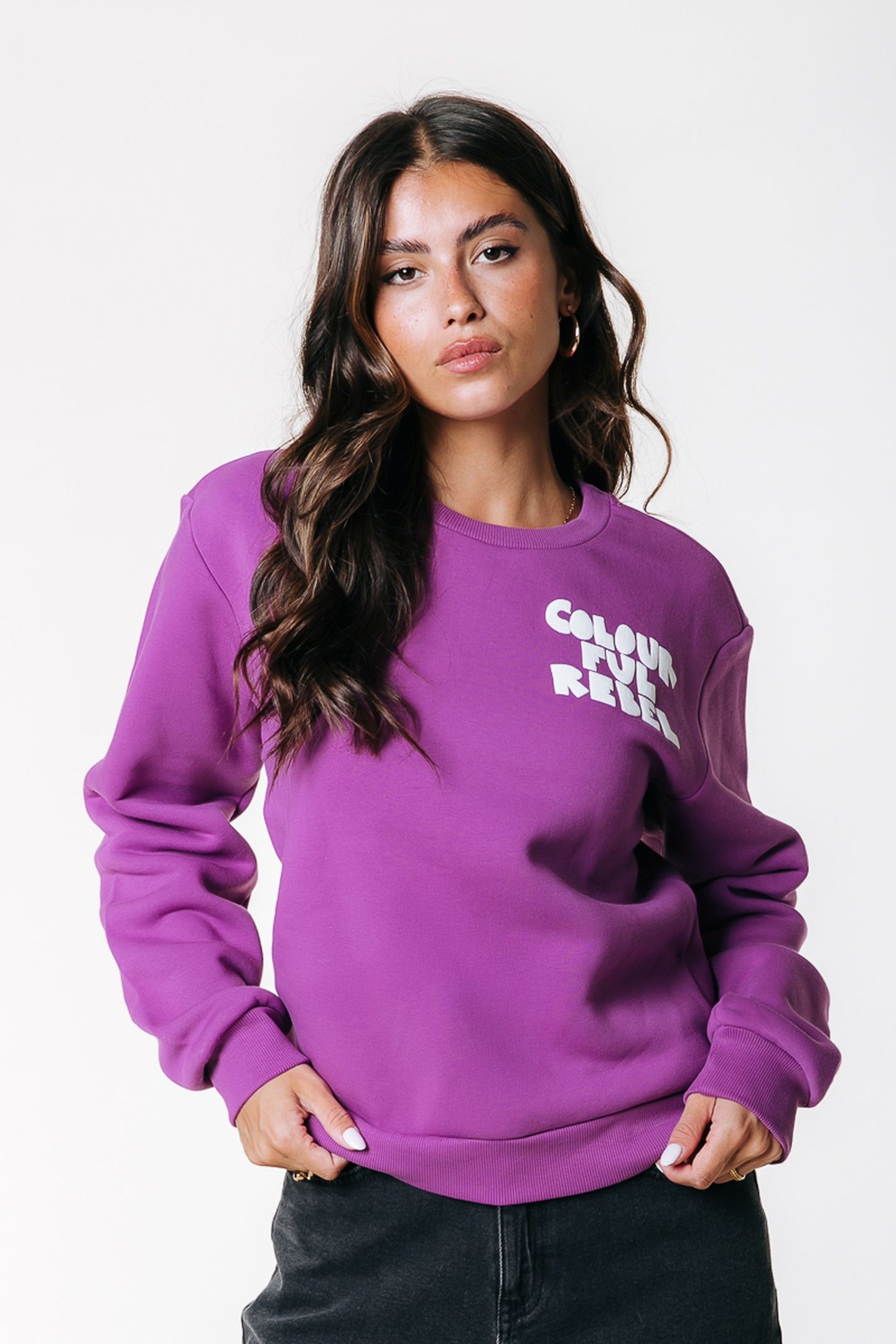 LOGO WAVE PUFF RELAXED SWEAT VIOLET PINK 1