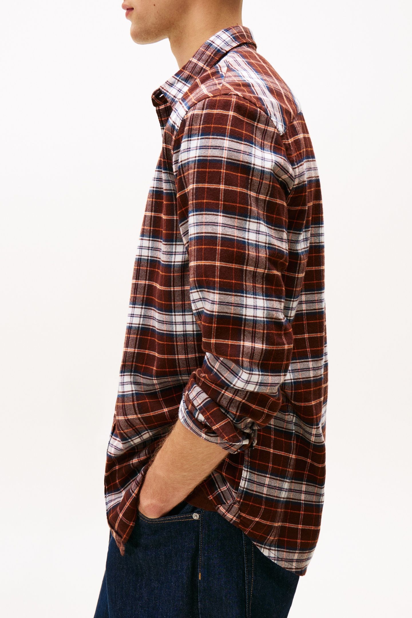TJM REG FLANNEL CHECKED SHIRT RICH BROWN/BIG CHECK 5