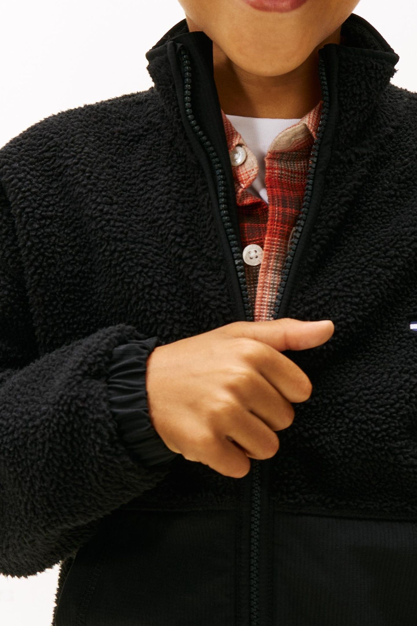 BOYS FABRIC MIX FLEECE ZIP BLACK 5