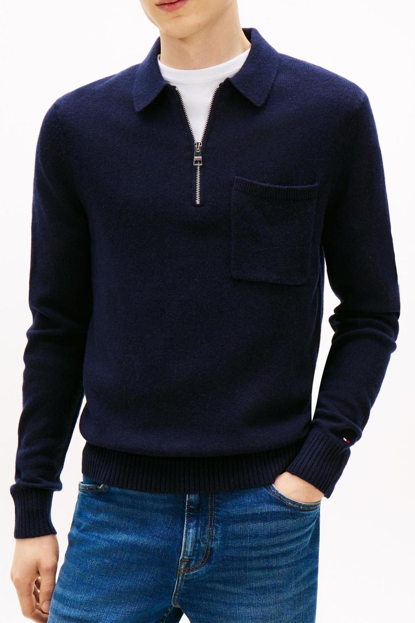 LAMBSWOOL ZIP POLO DESERT SKY 1