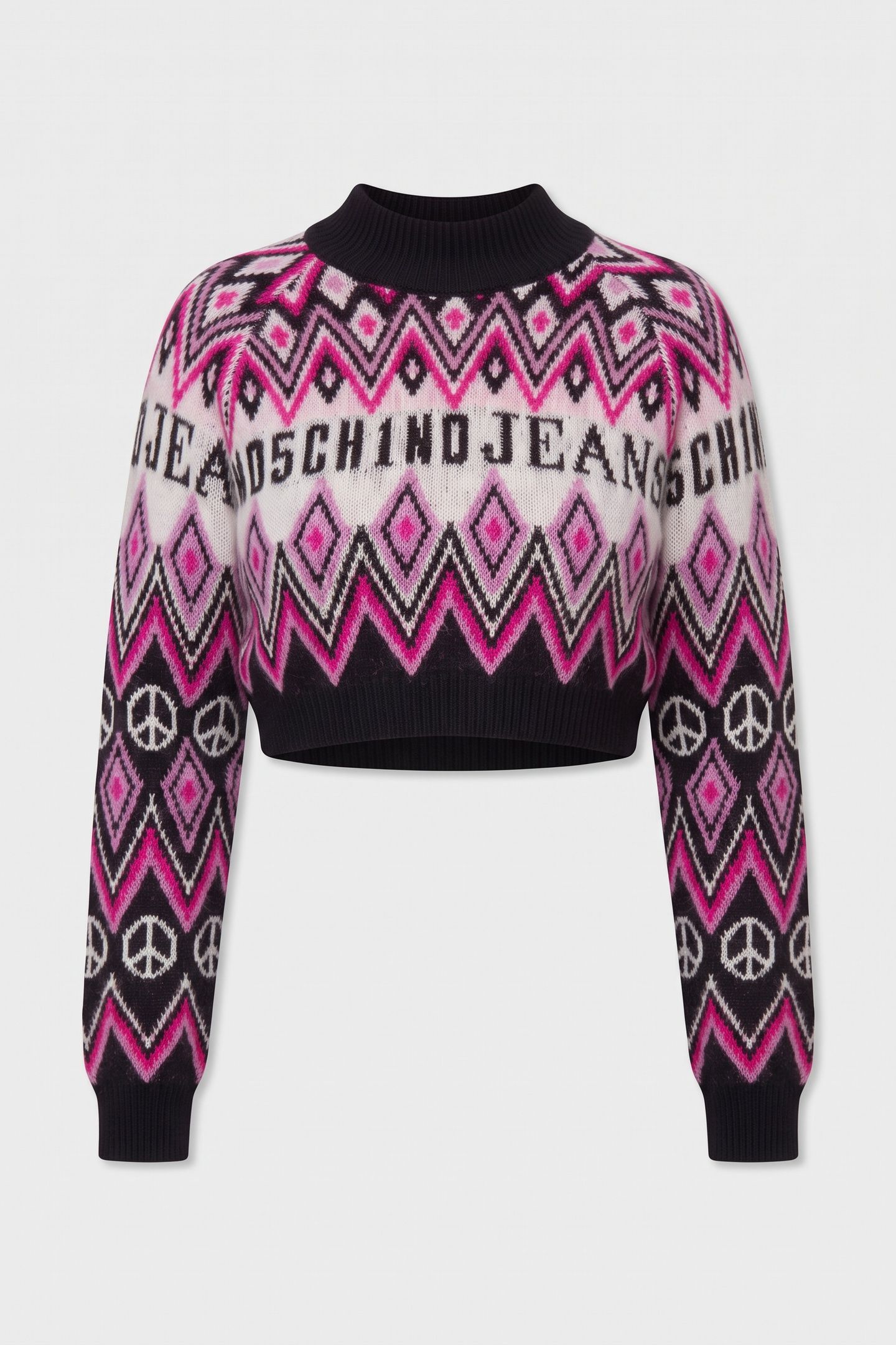 CASHMERE AND WOOL CROP PULLOVER GRAPHIC JACQUARD BLACK 3