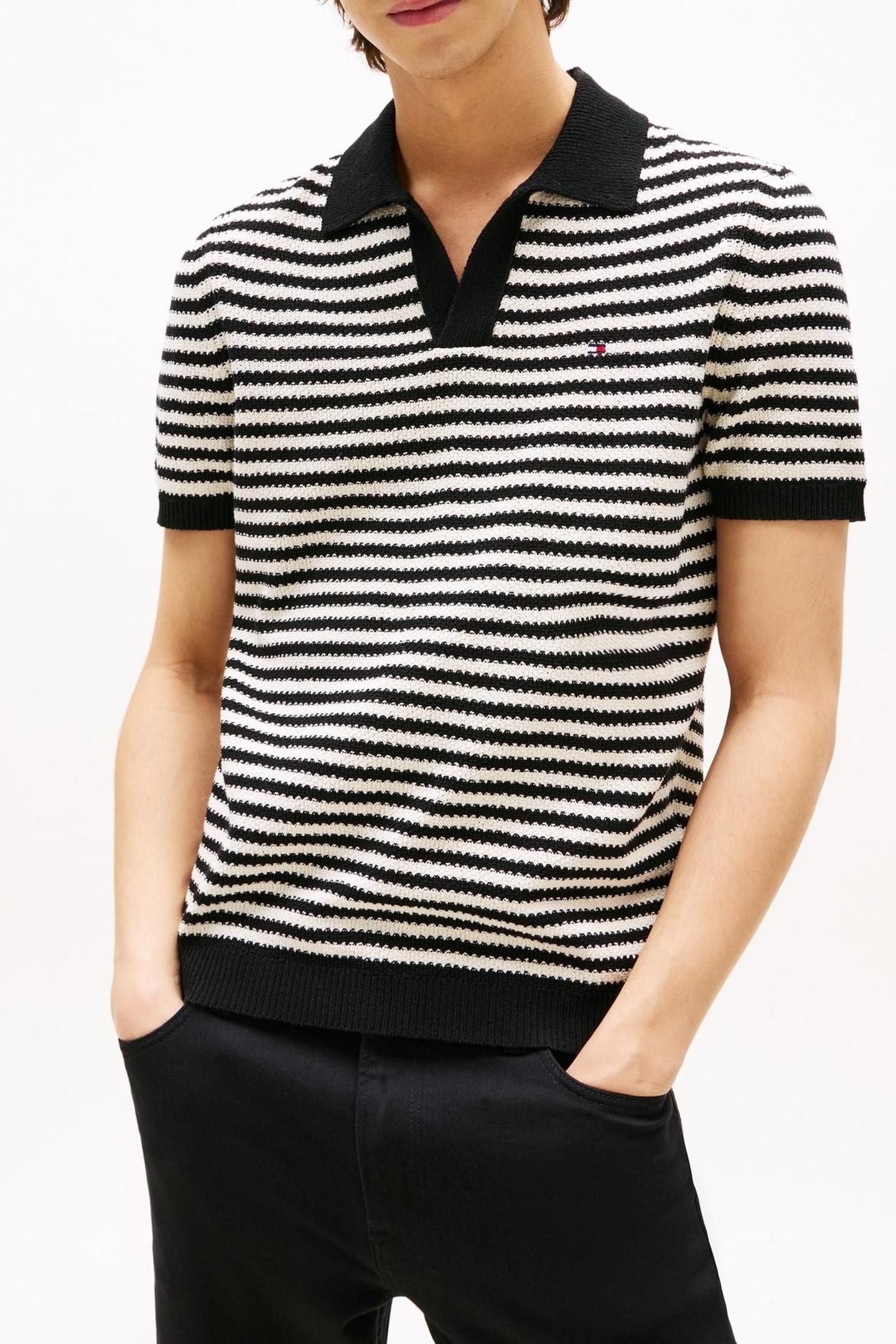 KNITTED TEXTURED POLO DESERT SKY/IVORY PETAL 1