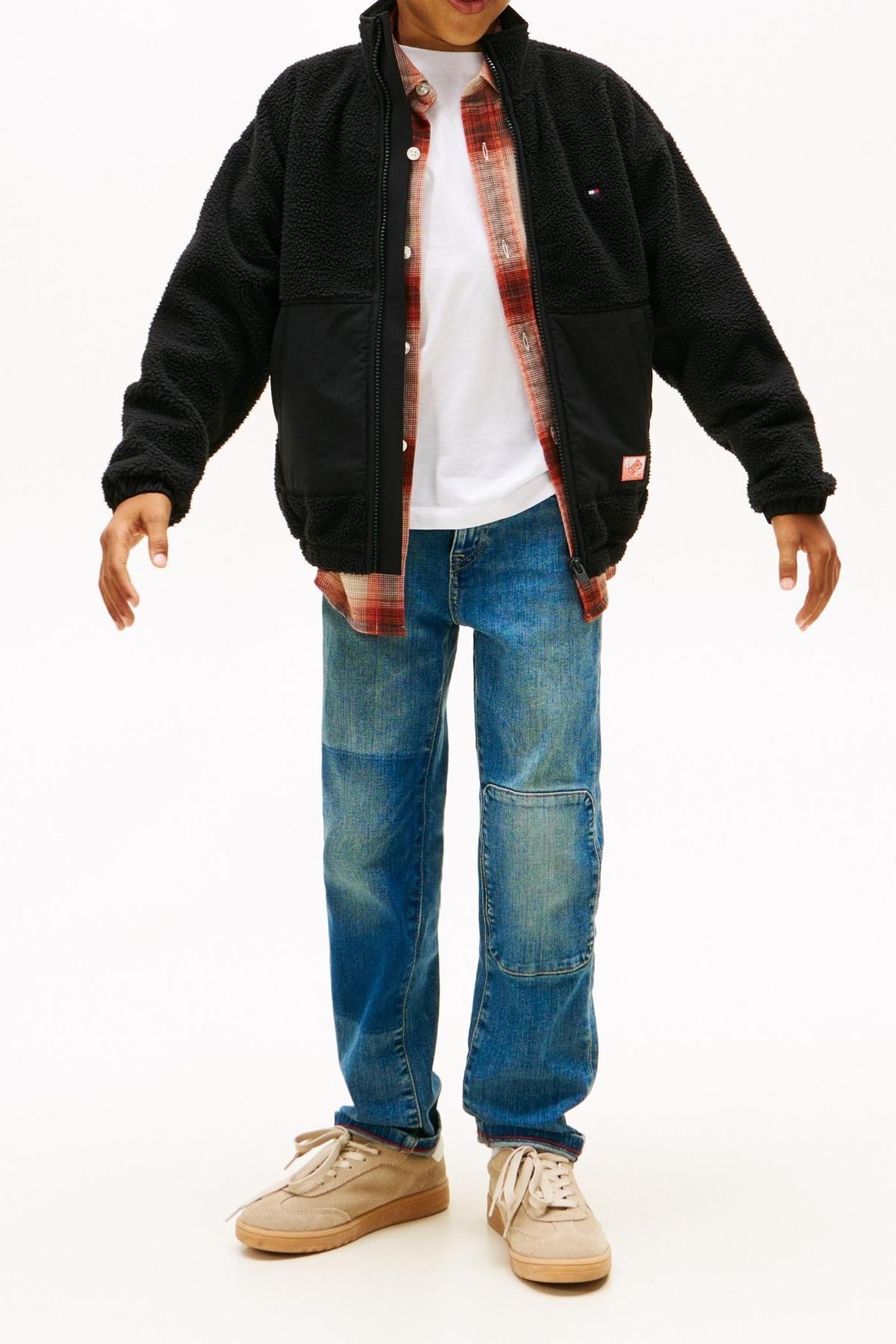 BOYS FABRIC MIX FLEECE ZIP BLACK 3