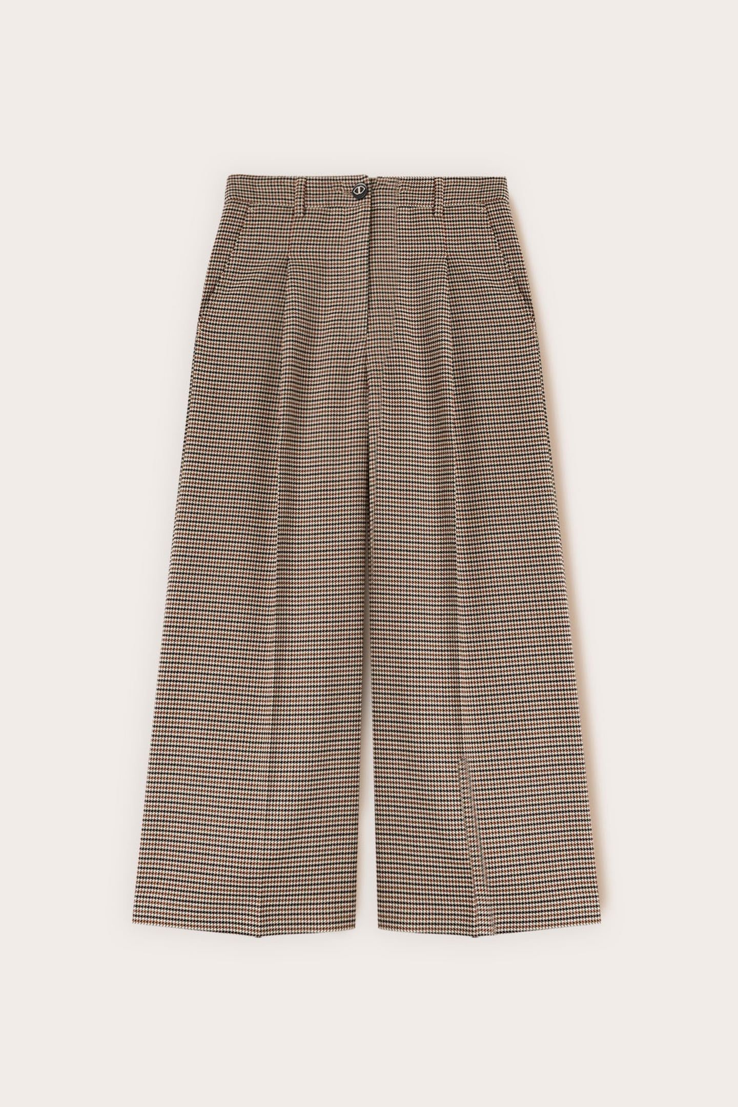 CROPPED PANTS WITH CHECK PATTERN BEIGE 5