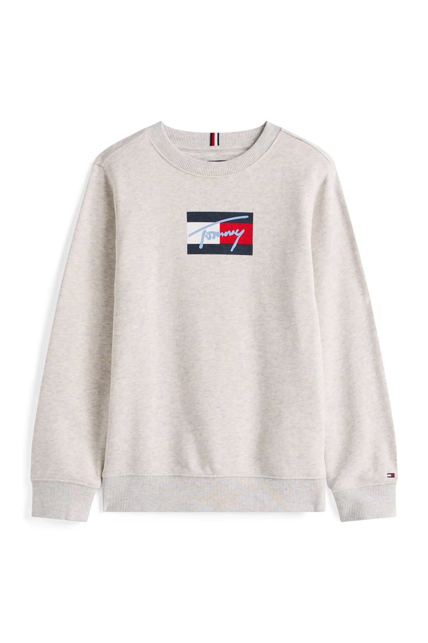 BOYS TOMMY SCRIPT FLAG SWEATER GREY HEATHER 4