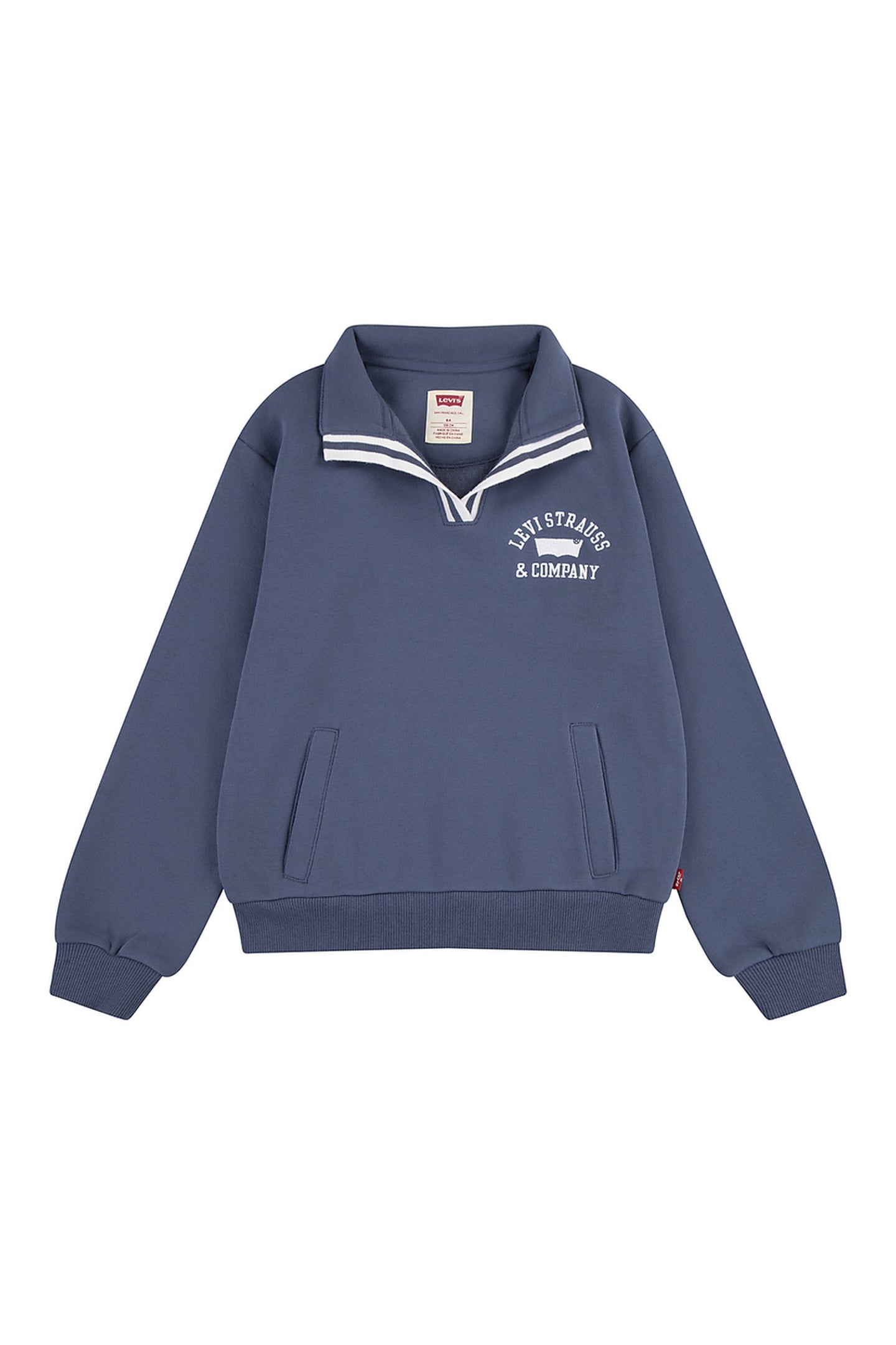 GIRLS COLLEGIATE LS COLLAR TOP VINTAGE INDIGO 1