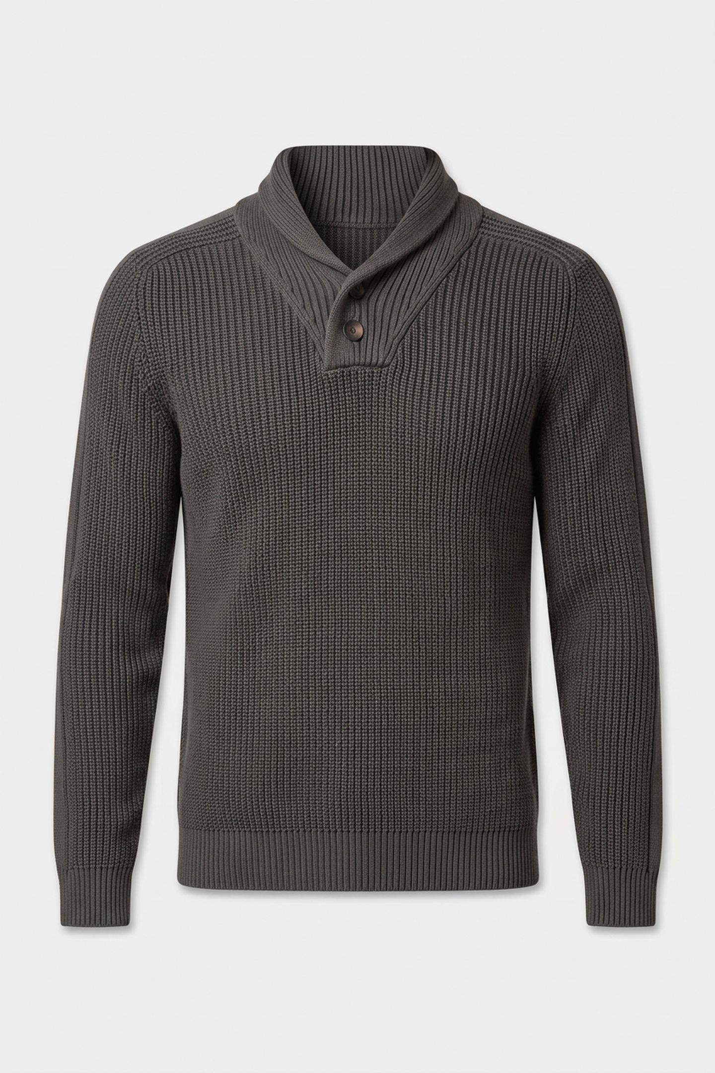 RIBBED SHAWL NECK JUMPER CHARCOAL GREY 3