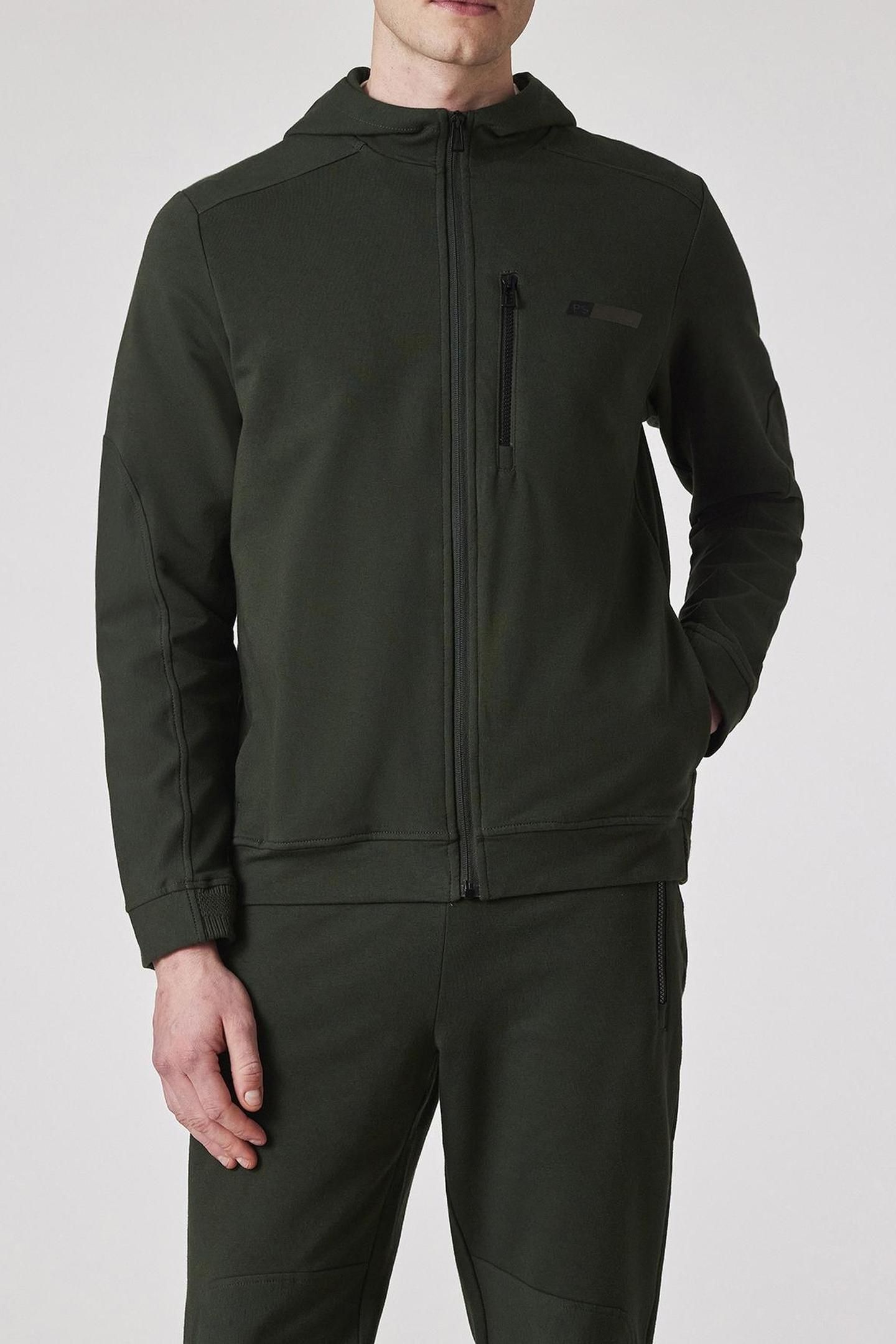 MENS REG FIT ZIP THRU HOODY VERY DARK GREEN 1