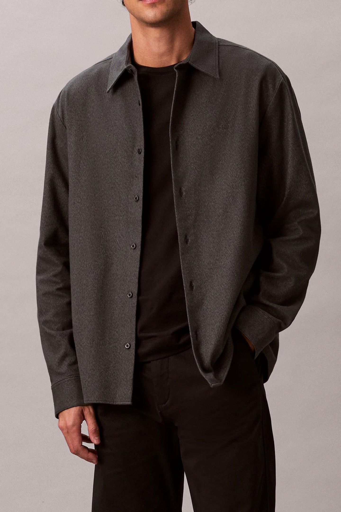 LS MELANGE FLANNEL SHIRT BLACK 1