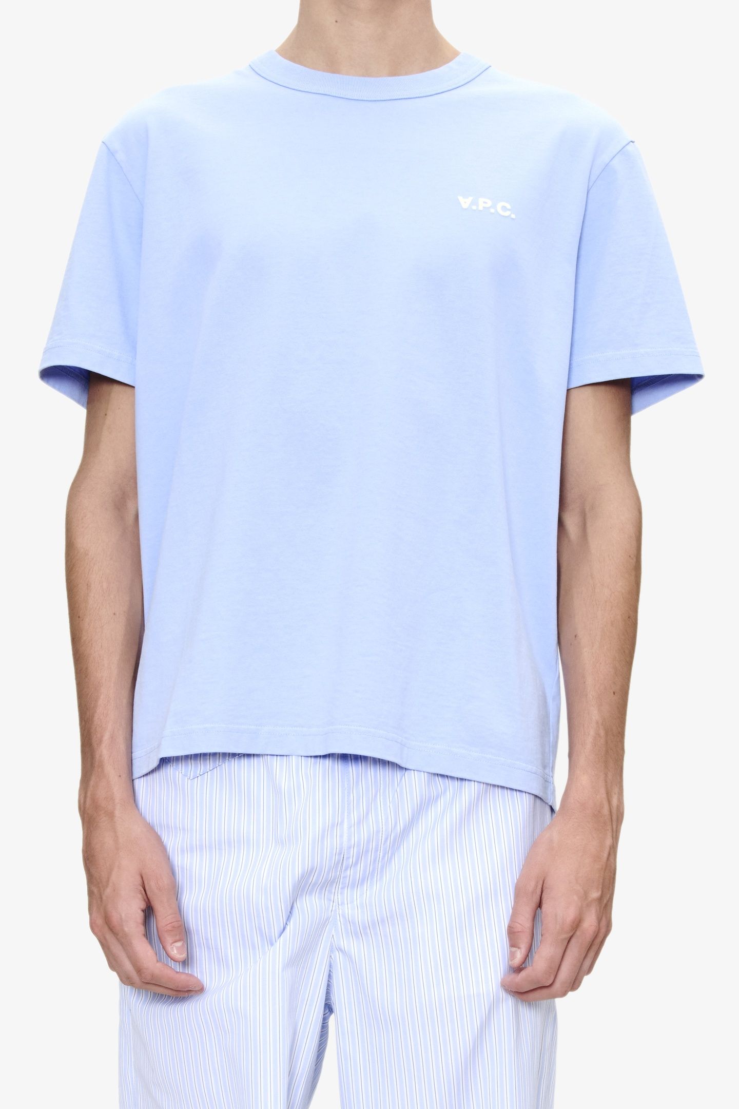 UNISEX T-SHIRT BOXY SMALL LIGHT BLUE/ECRU 1