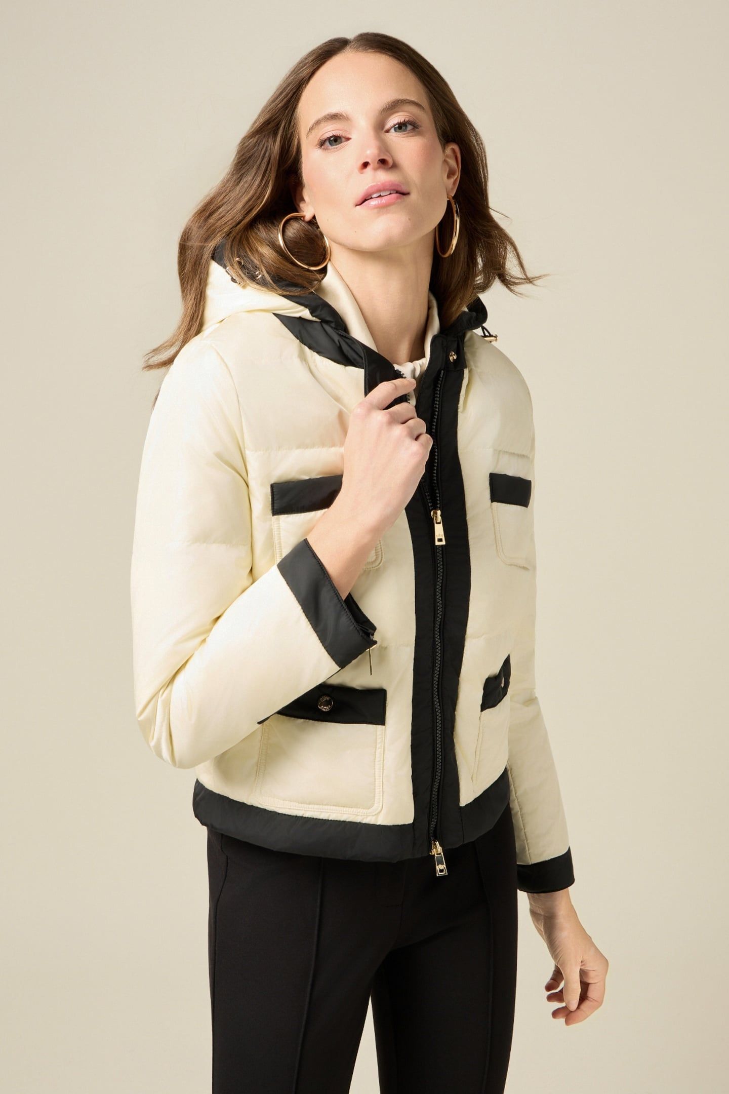 BICOLOR DOWN JACKET IN REAL DOWN WHITE 1