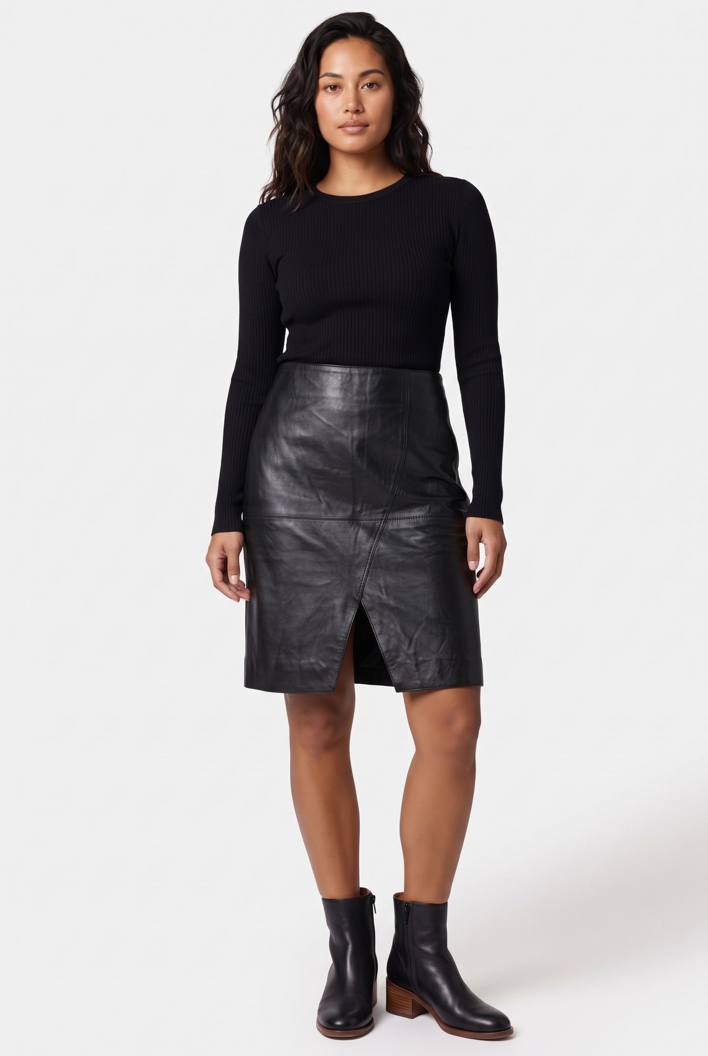 ST DAVINA LEATHER SKIRT BLACK 1