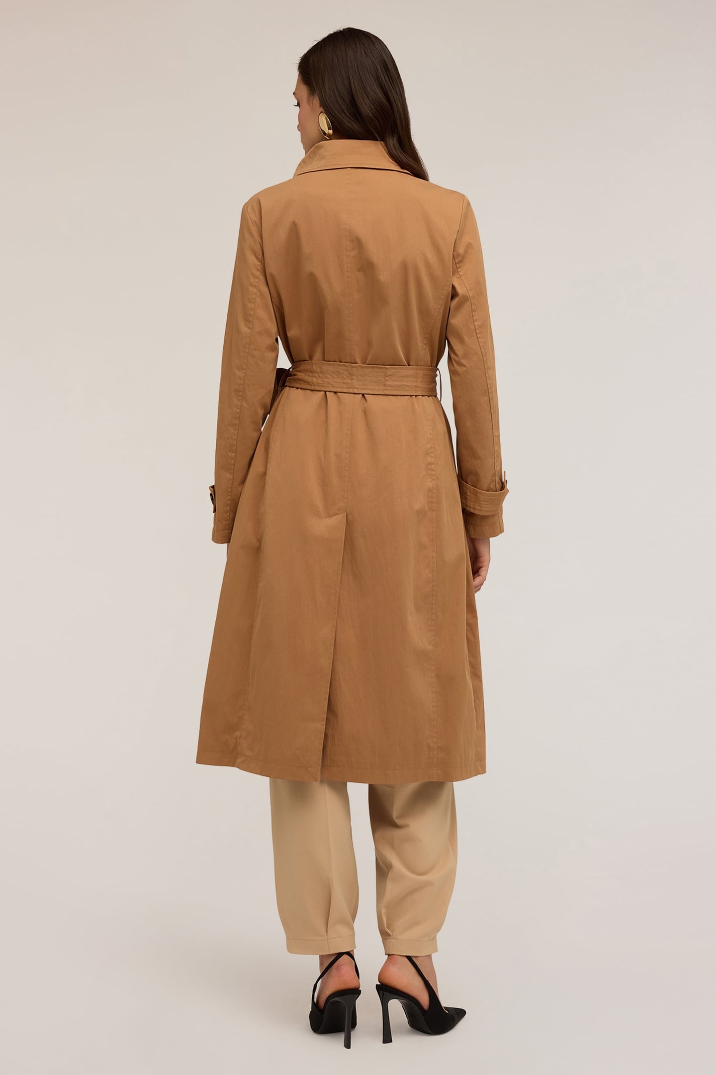 HIGH-NECK TRENCH COAT IN TECHNICAL FABRIC BROWN 3