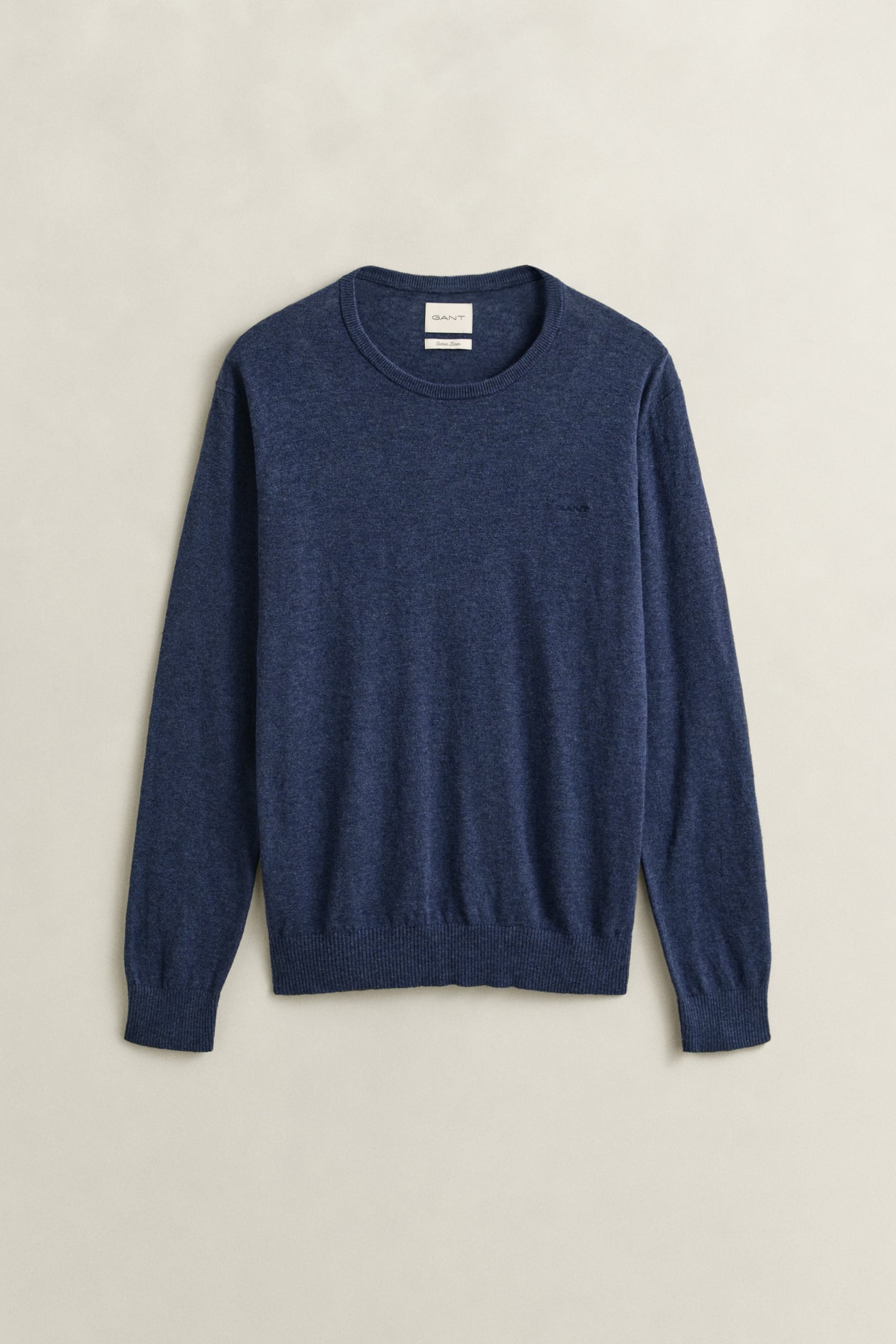SLUB COTTON LINEN C-NECK DARK INDIGO MELANGE 4