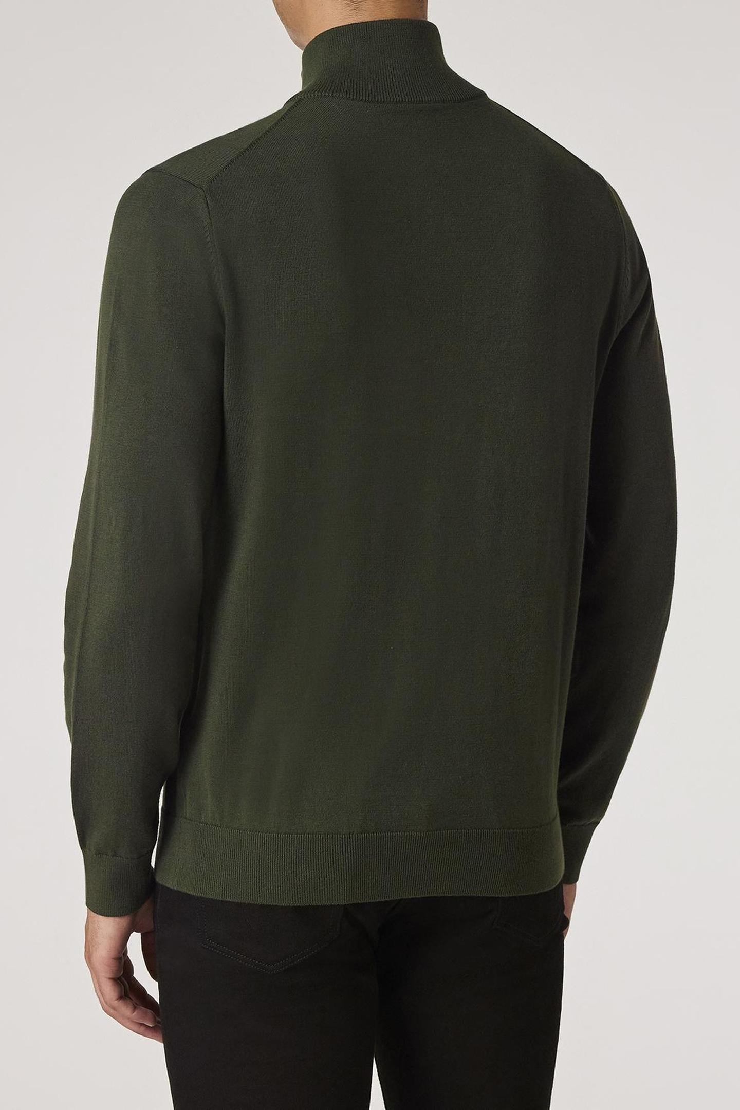 MENS SWEATER ZIP NECK ZEB BAD VERY DARK GREEN 3