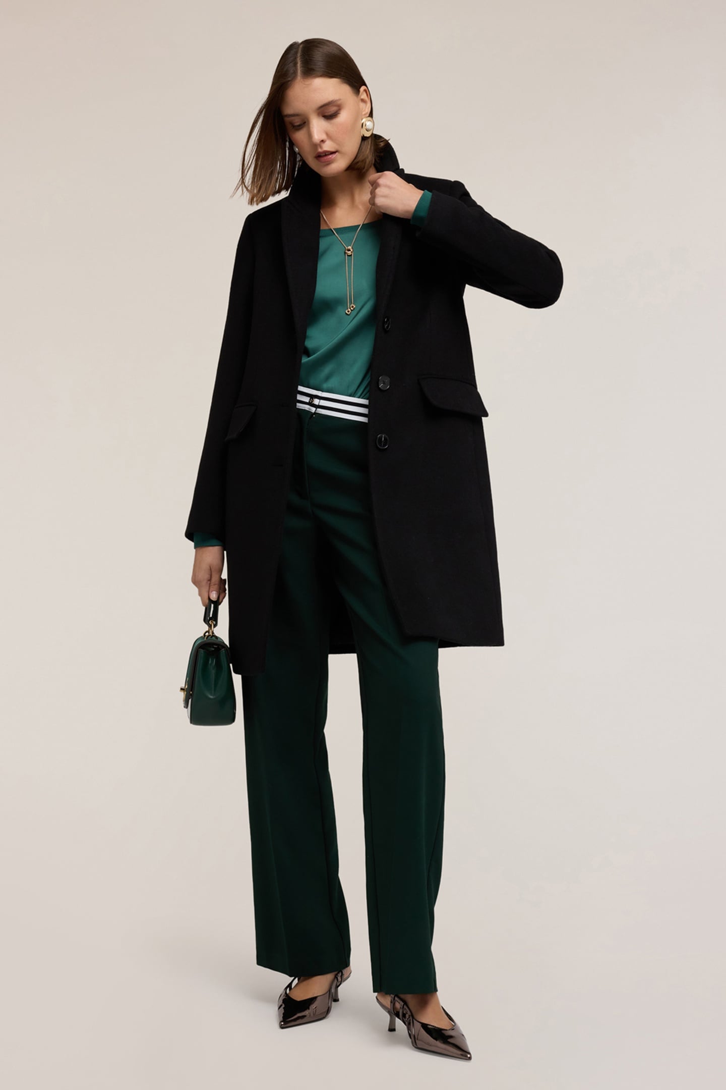 KNITTED WOOL BLEND COAT BLACK 2
