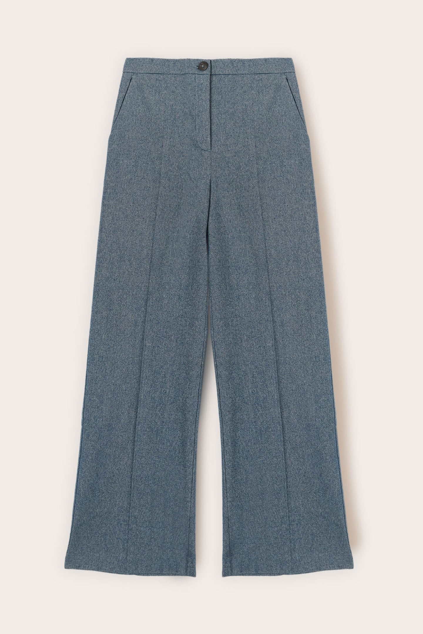 PALAZZO PANTS IN YARN-DYED FABRIC LIGHT BLUE 4