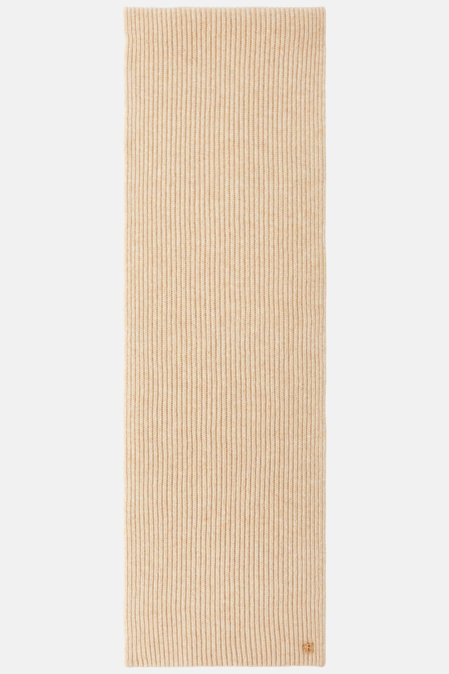 CK METAL WOOL RIB SCARF BEIGE HEATHER 1
