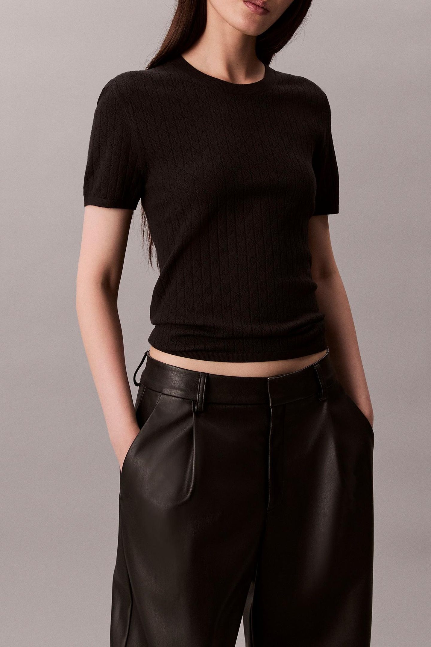 CAP SLEEVE POINTELLE BLACK 1