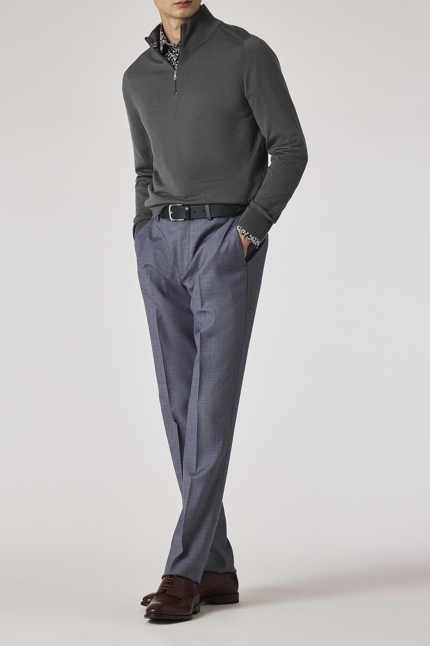 MENS SWEATER ZIP NECK PETROL GREEN 2