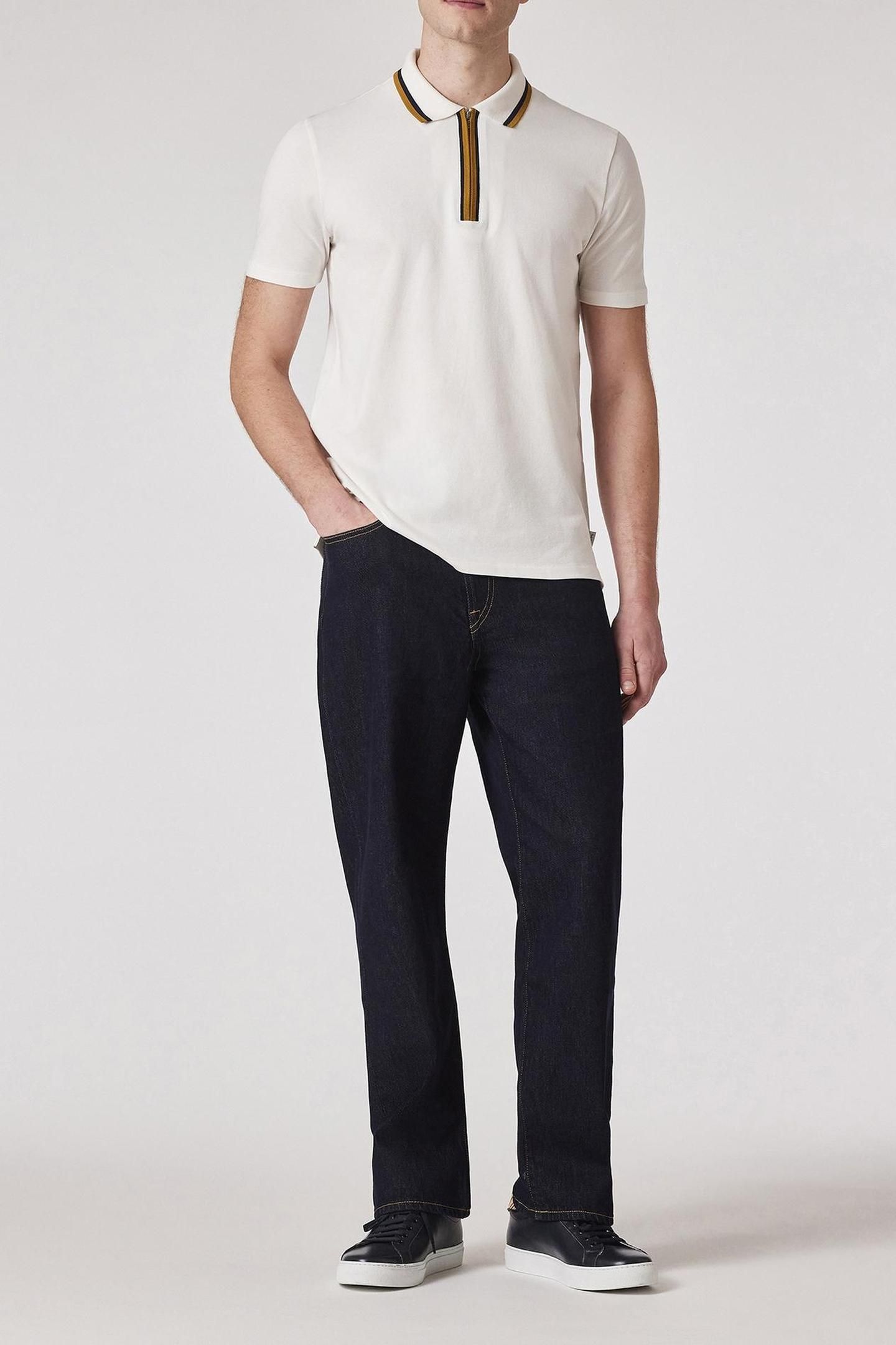 MENS REG FIT HALF ZIP POLO OFF WHITE 2