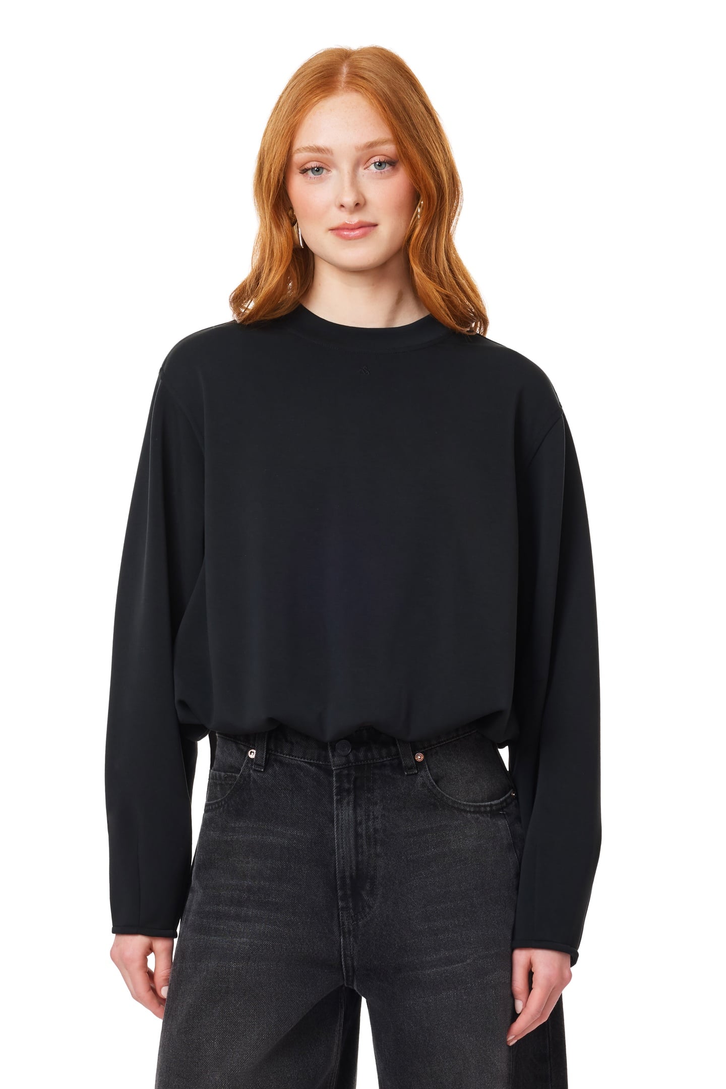 BUBBLE HEM CREWNECK BLACK NIGHT 1