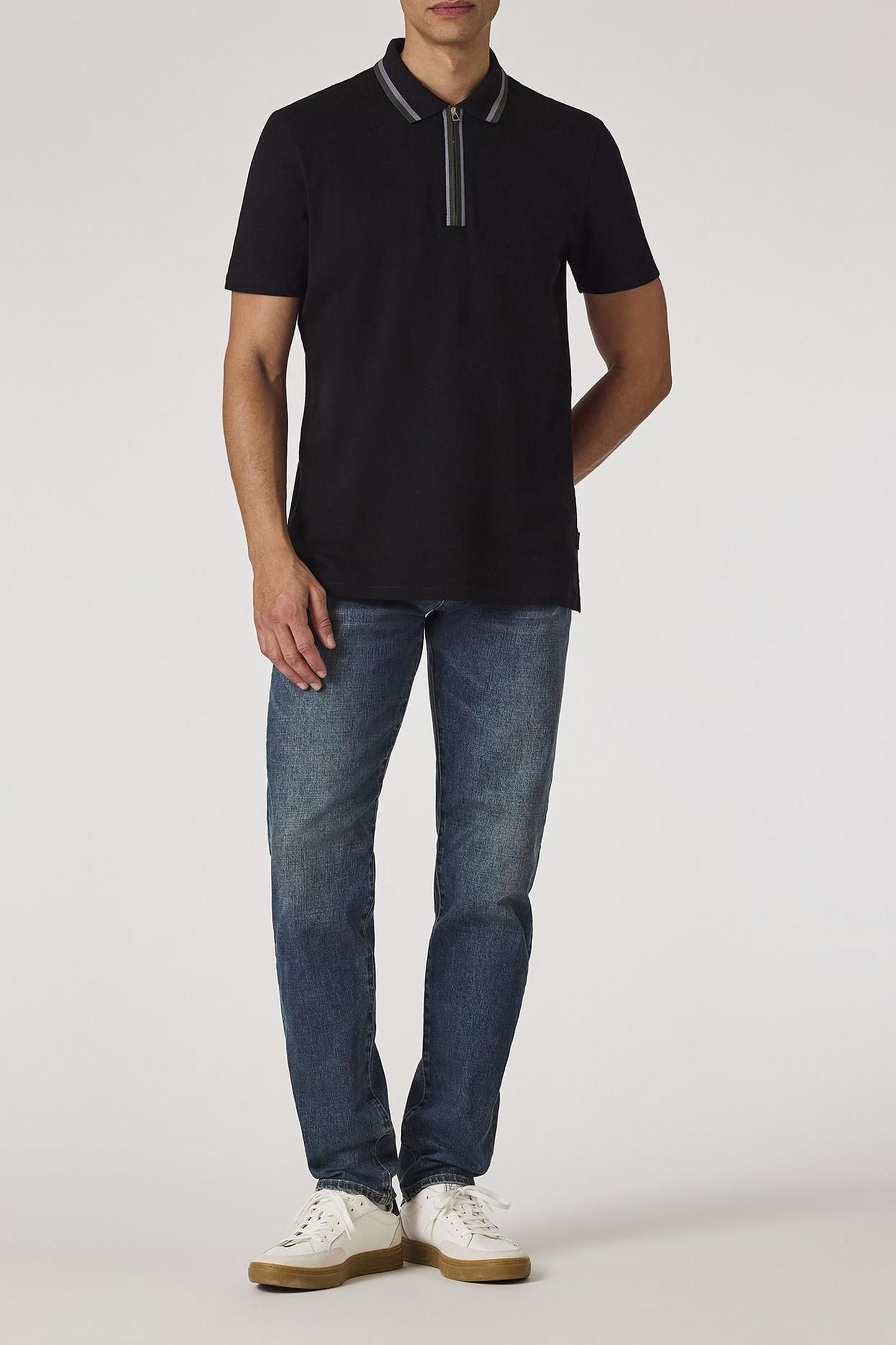 MENS REG FIT HALF ZIP POLO BLACK 2